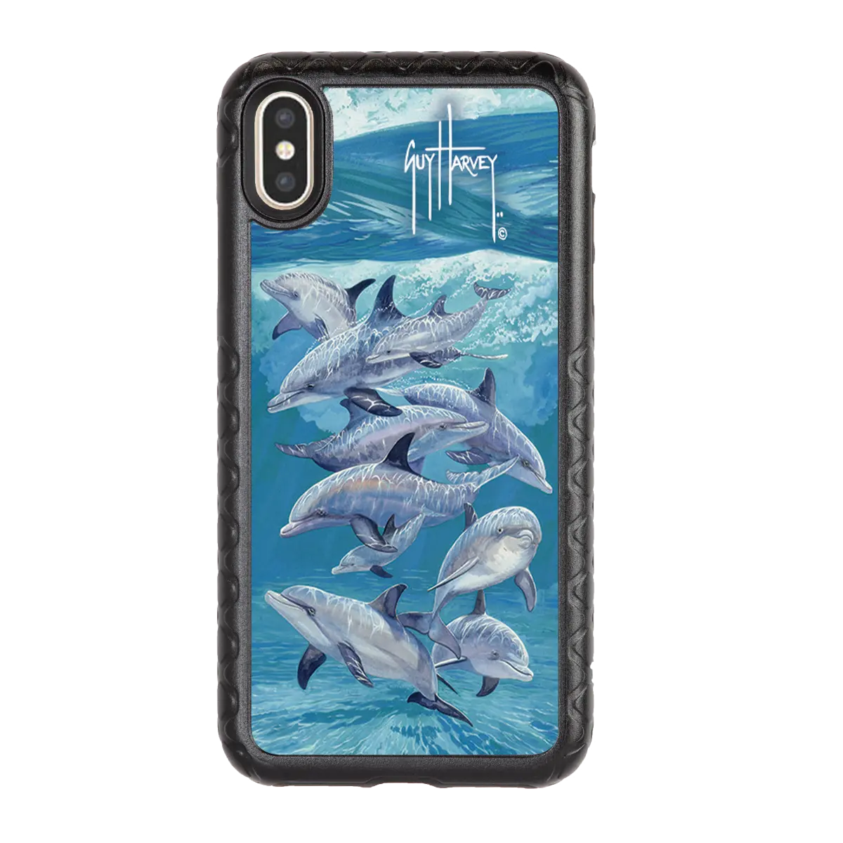 Guy Harvey Fortitude Series for Apple iPhone XS Max - Bottlenose Dolphins - Custom Case - OnyxBlack - cellhelmet