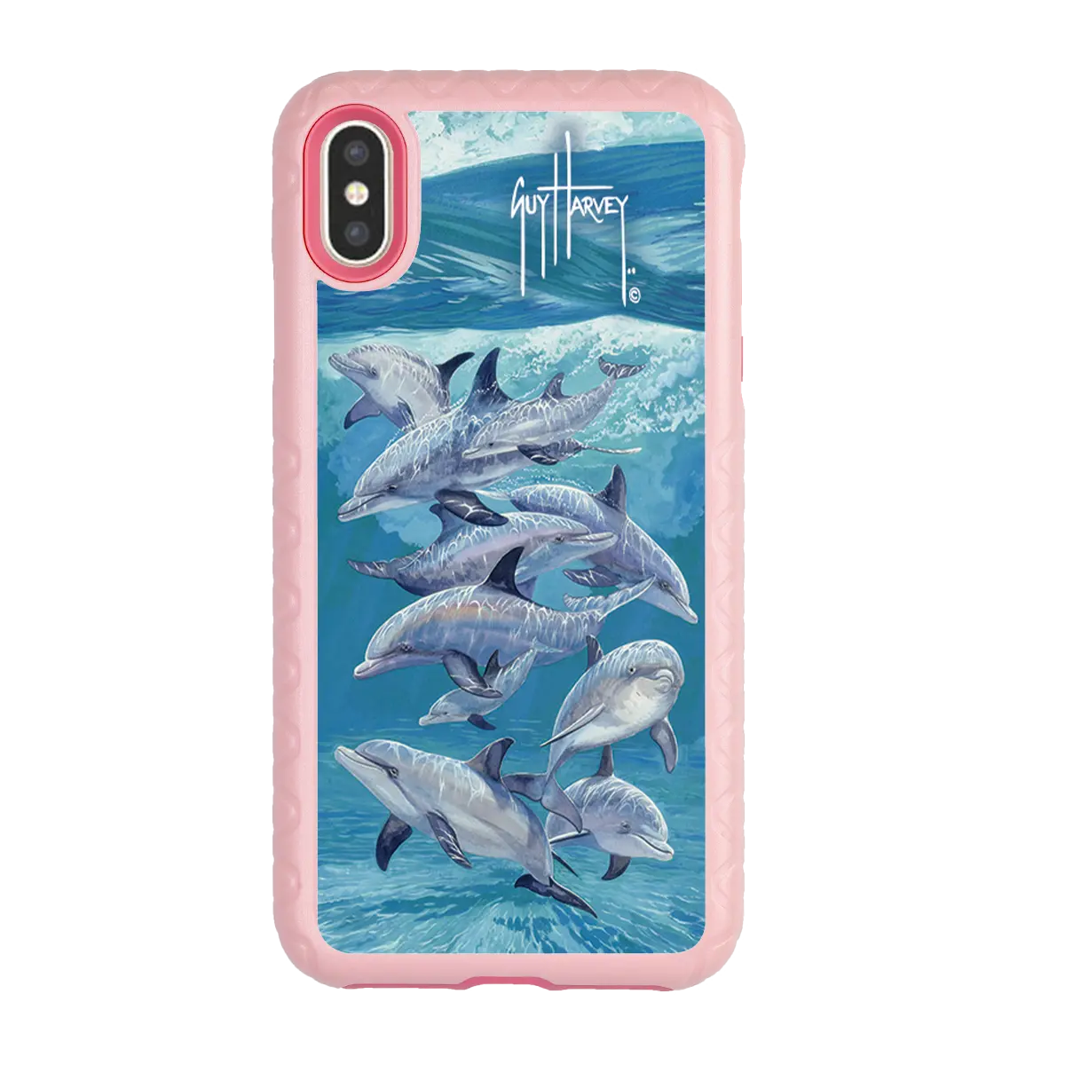 Guy Harvey Fortitude Series for Apple iPhone XS Max - Bottlenose Dolphins - Custom Case - PinkMagnolia - cellhelmet