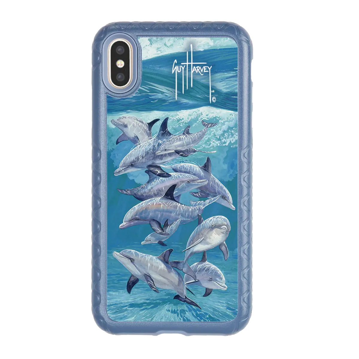 Guy Harvey Fortitude Series for Apple iPhone XS Max - Bottlenose Dolphins - Custom Case - SlateBlue - cellhelmet