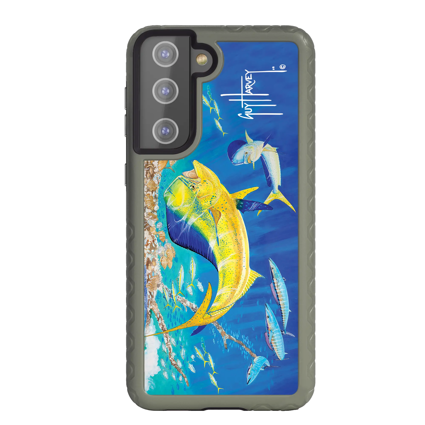 Guy Harvey Fortitude Series for Samsung Galaxy S21 - Dolphin Oasis - Custom Case - OliveDrabGreen - cellhelmet
