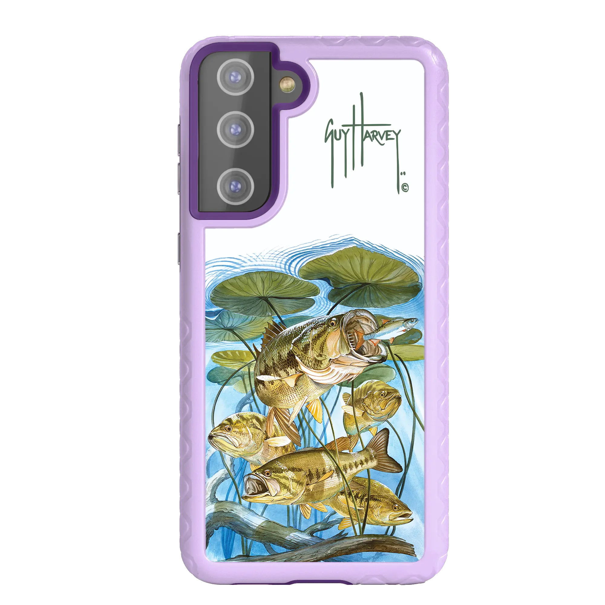 Guy Harvey Fortitude Series for Samsung Galaxy S21 - Five Largemouth Under Lilypads - Custom Case - LilacBlossom - cellhelmet