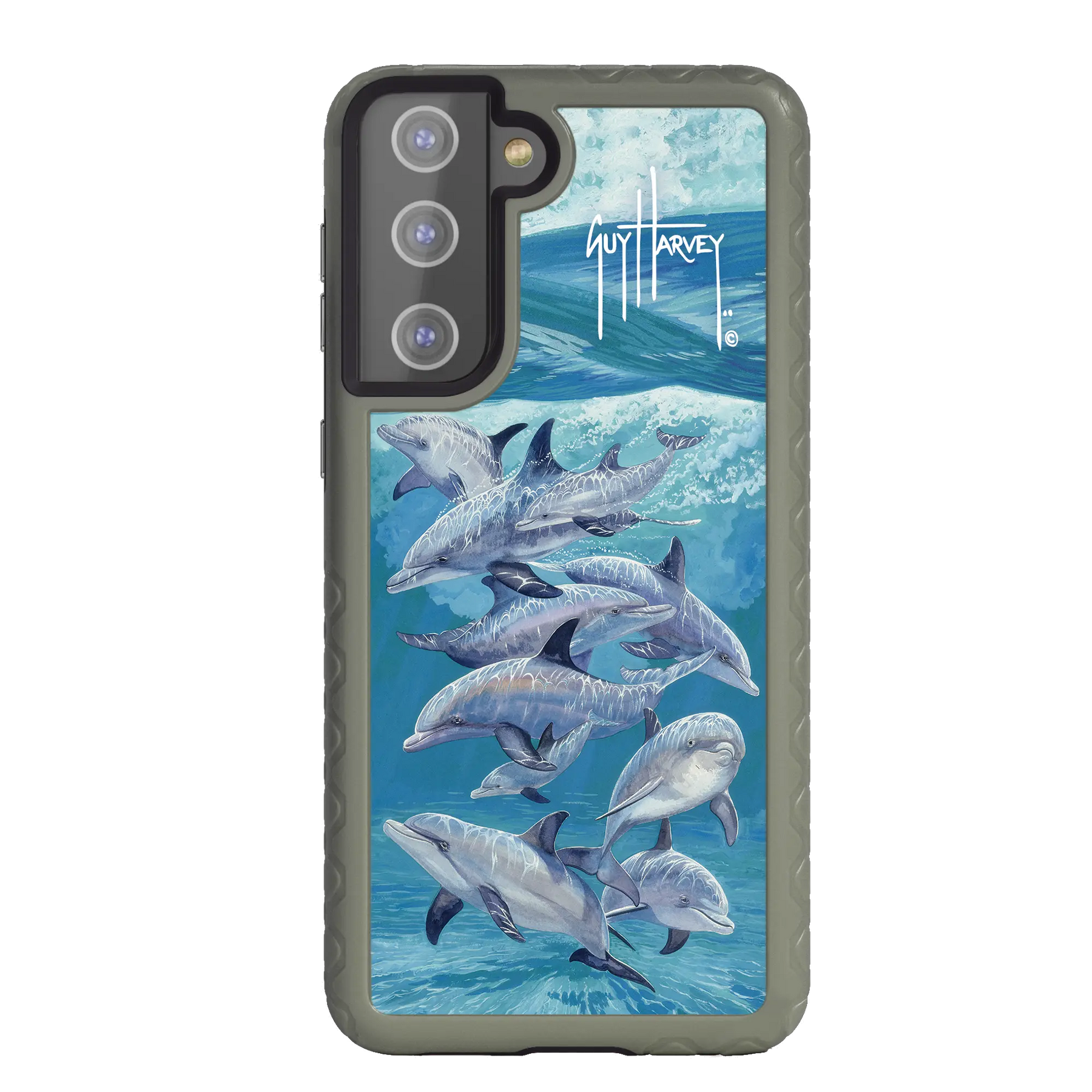 Guy Harvey Fortitude Series for Samsung Galaxy S21 Plus - Bottlenose Dolphins - Custom Case - OliveDrabGreen - cellhelmet