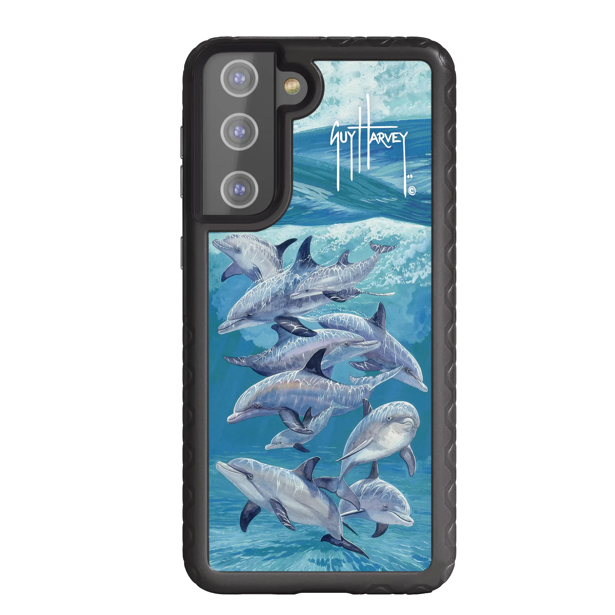 Guy Harvey Fortitude Series for Samsung Galaxy S21 Plus - Bottlenose Dolphins - Custom Case - OnyxBlack - cellhelmet