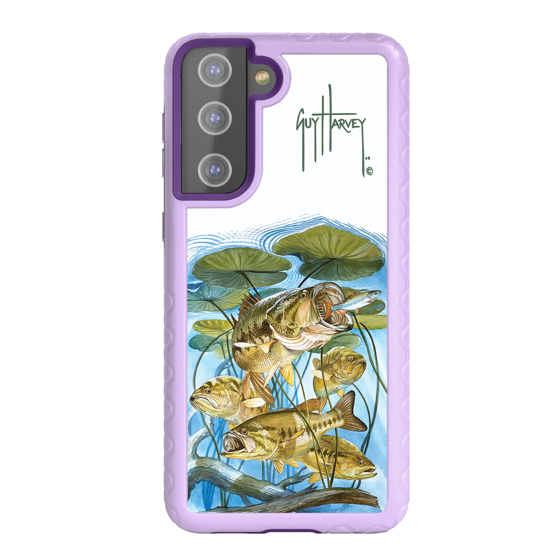 Guy Harvey Fortitude Series for Samsung Galaxy S21 Plus - Five Largemouth Under Lilypads - Custom Case - LilacBlossom - cellhelmet