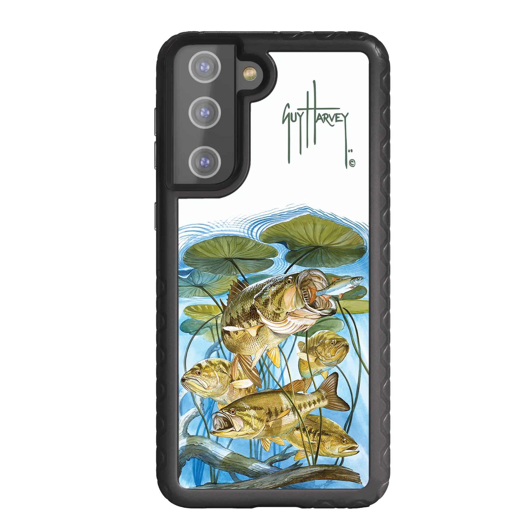 Guy Harvey Fortitude Series for Samsung Galaxy S21 Plus - Five Largemouth Under Lilypads - Custom Case - OnyxBlack - cellhelmet