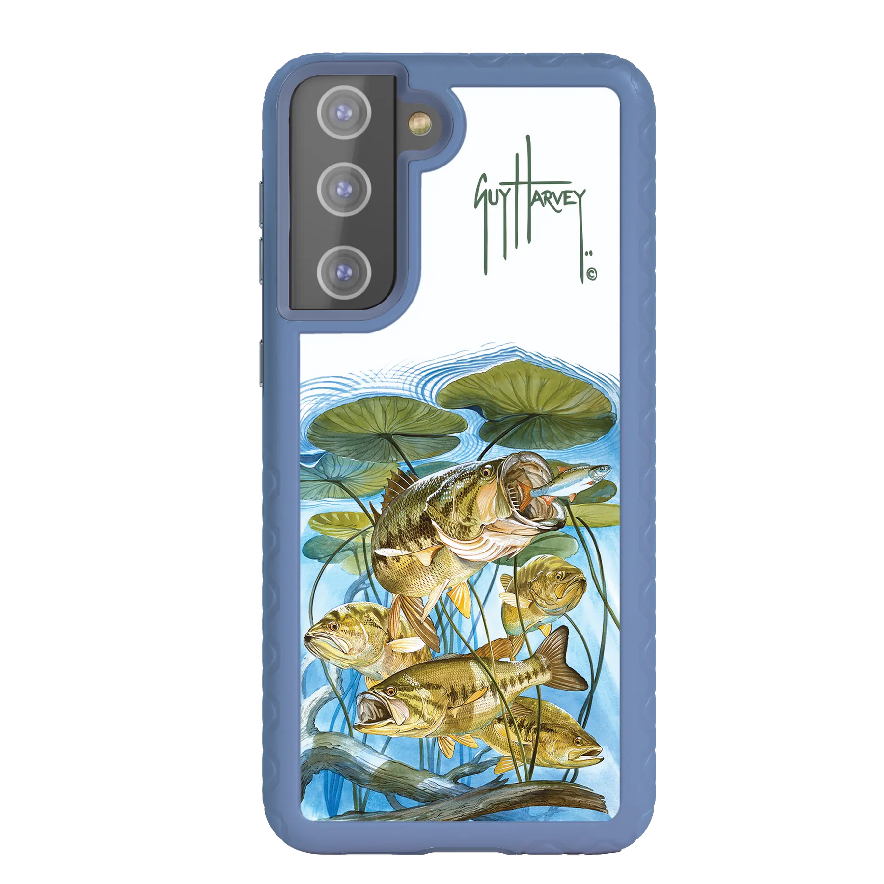 Guy Harvey Fortitude Series for Samsung Galaxy S21 Plus - Five Largemouth Under Lilypads - Custom Case - SlateBlue - cellhelmet