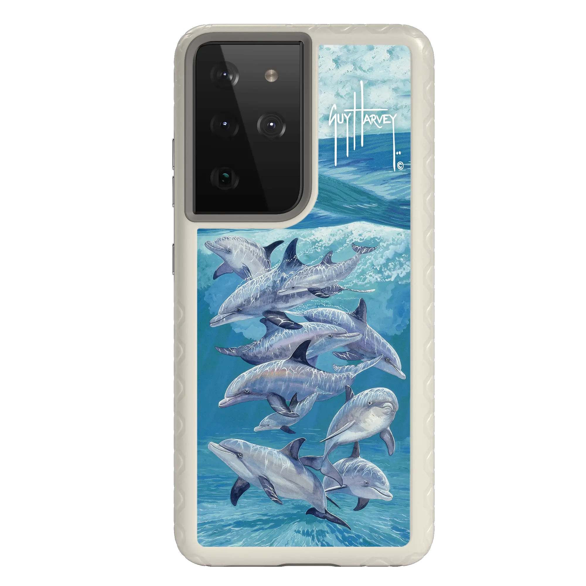 Guy Harvey Fortitude Series for Samsung Galaxy S21 Ultra - Bottlenose Dolphins - Custom Case - Gray - cellhelmet
