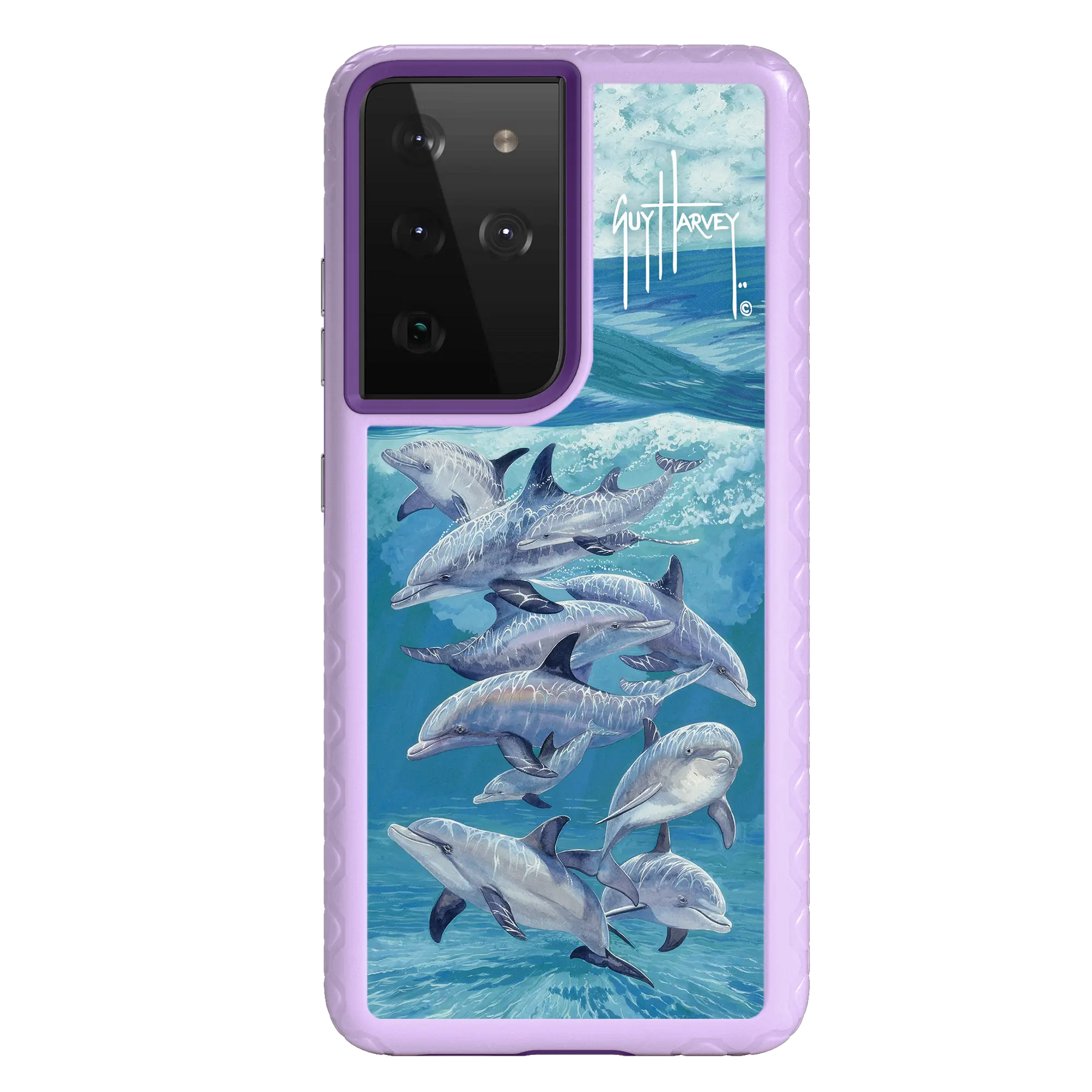 Guy Harvey Fortitude Series for Samsung Galaxy S21 Ultra - Bottlenose Dolphins - Custom Case - LilacBlossom - cellhelmet