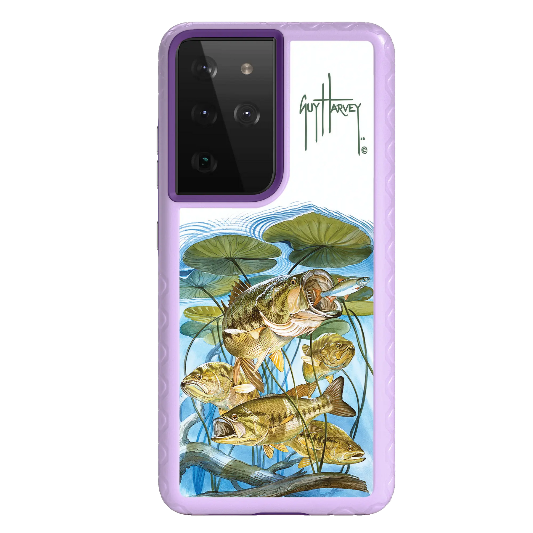 Guy Harvey Fortitude Series for Samsung Galaxy S21 Ultra - Five Largemouth Under Lilypads - Custom Case - LilacBlossom - cellhelmet