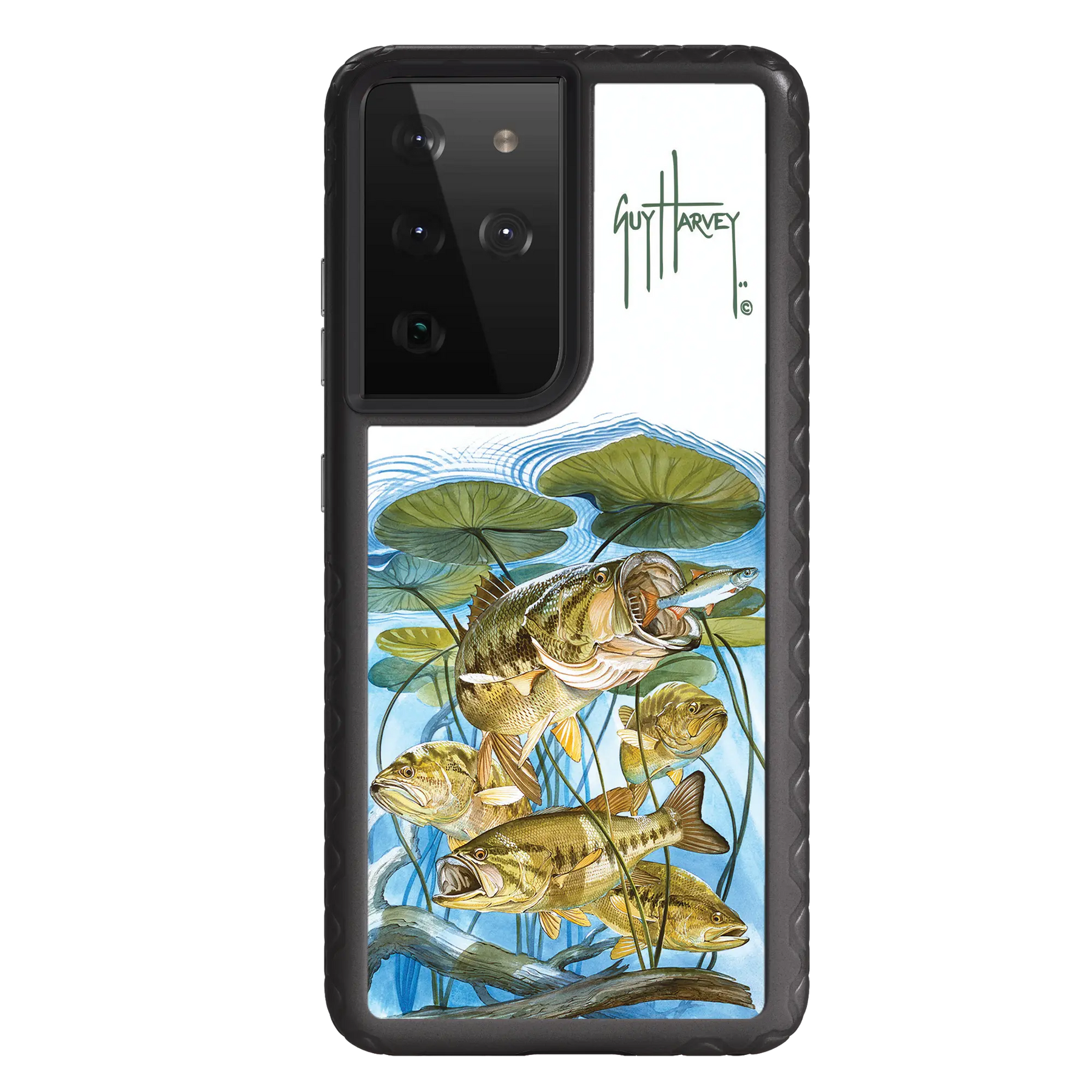 Guy Harvey Fortitude Series for Samsung Galaxy S21 Ultra - Five Largemouth Under Lilypads - Custom Case - OnyxBlack - cellhelmet