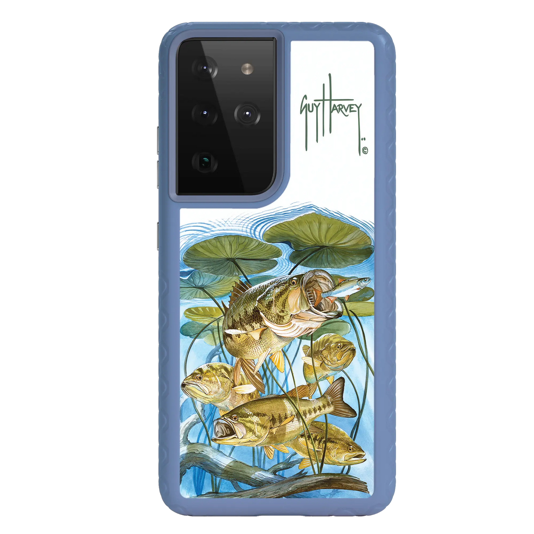 Guy Harvey Fortitude Series for Samsung Galaxy S21 Ultra - Five Largemouth Under Lilypads - Custom Case - SlateBlue - cellhelmet