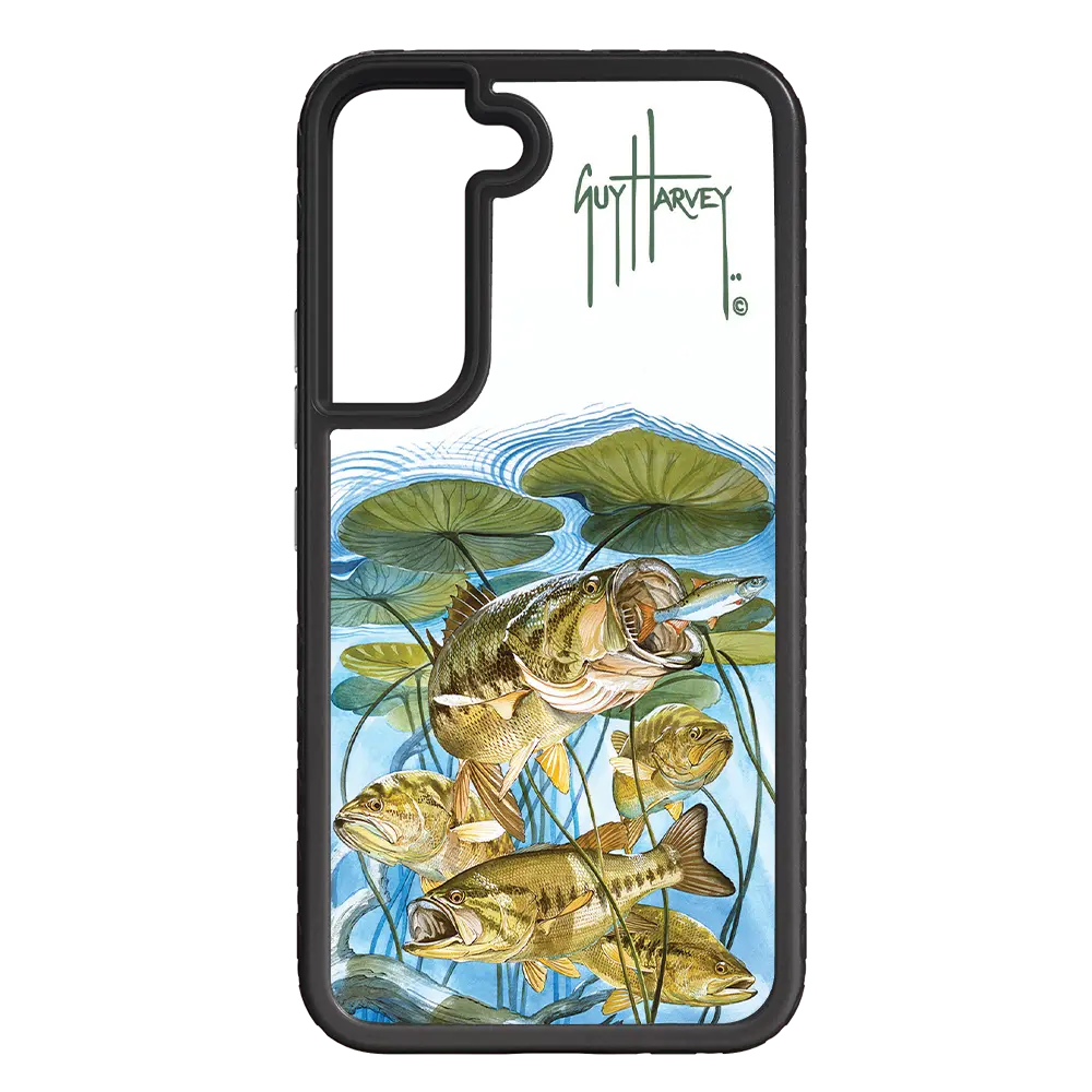 Guy Harvey Fortitude Series for Samsung Galaxy S22 Plus - Five Largemouth Under Lilypads - Custom Case - OnyxBlack - cellhelmet