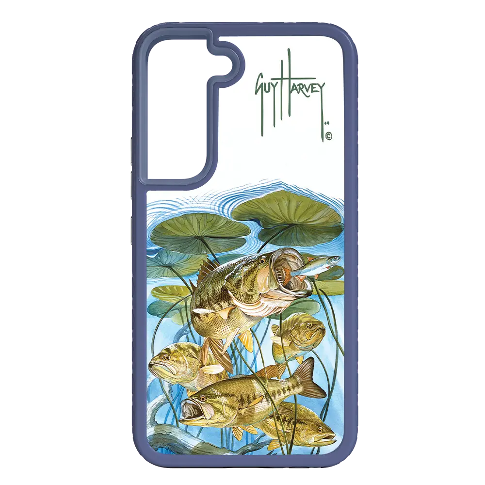 Guy Harvey Fortitude Series for Samsung Galaxy S22 Plus - Five Largemouth Under Lilypads - Custom Case - SlateBlue - cellhelmet