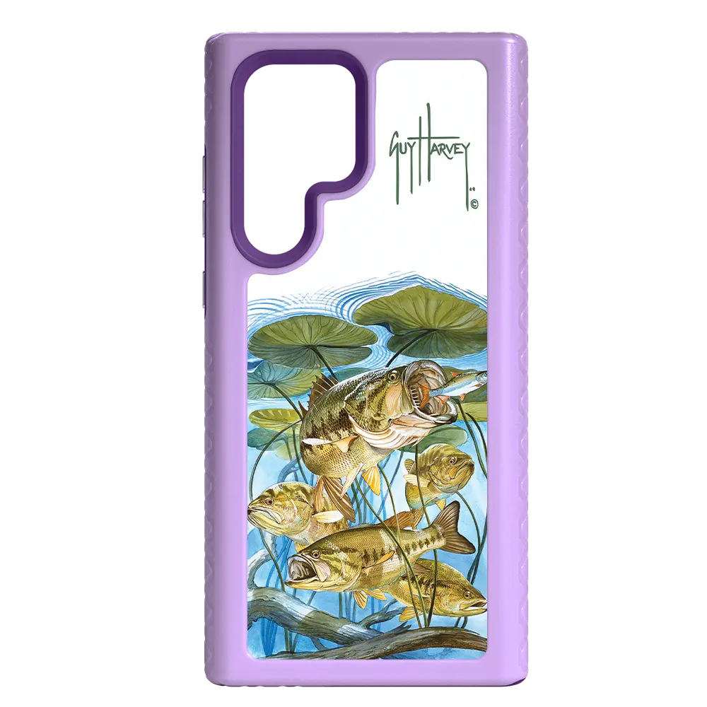 Guy Harvey Fortitude Series for Samsung Galaxy S22 Ultra - Five Largemouth Under Lilypads - Custom Case - LilacBlossom - cellhelmet