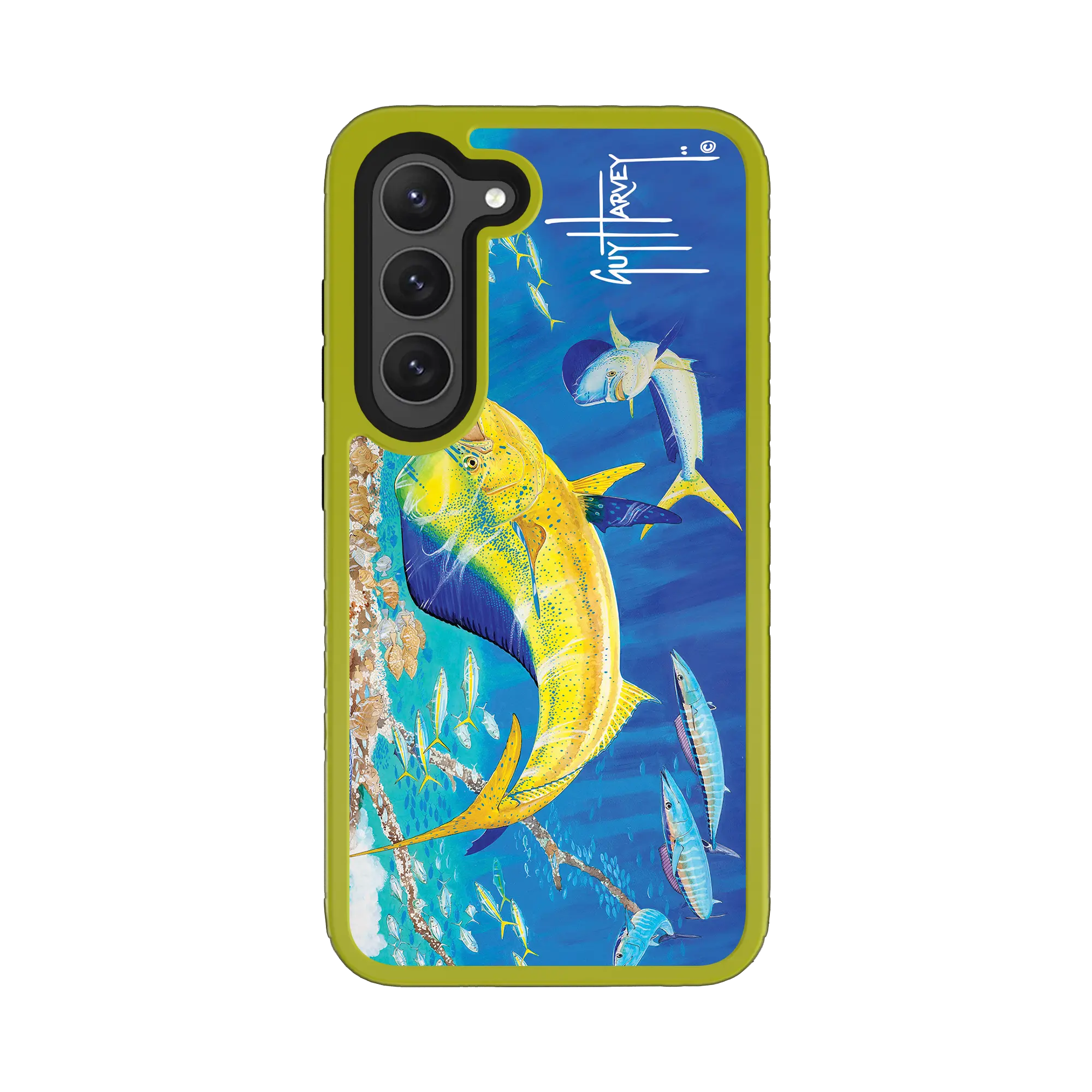Guy Harvey Fortitude Series for Samsung Galaxy S23 - Dolphin Oasis - Custom Case - ElectricLime - cellhelmet