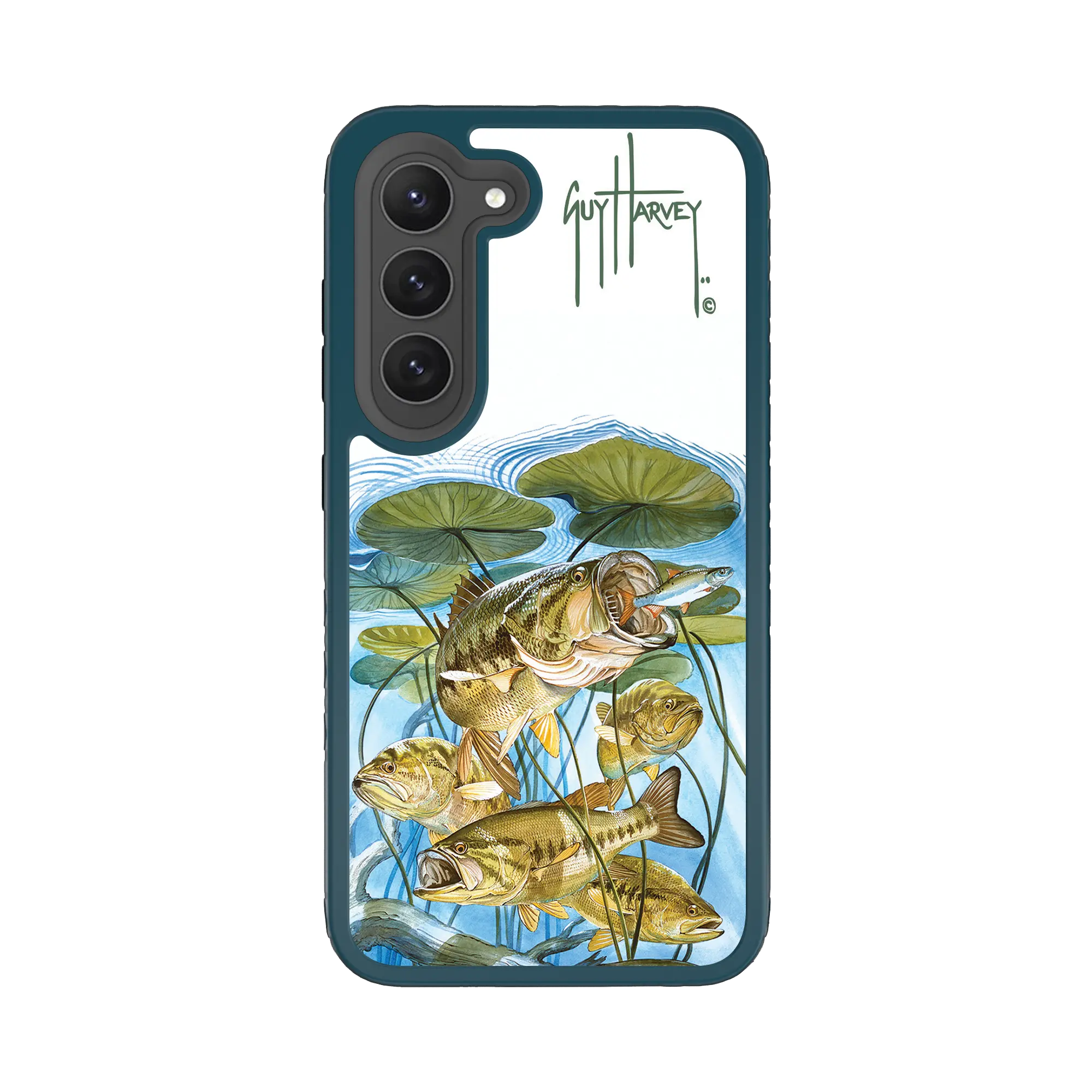 Guy Harvey Fortitude Series for Samsung Galaxy S23 - Five Largemouth Under Lilypads - Custom Case - DeepSeaBlue - cellhelmet