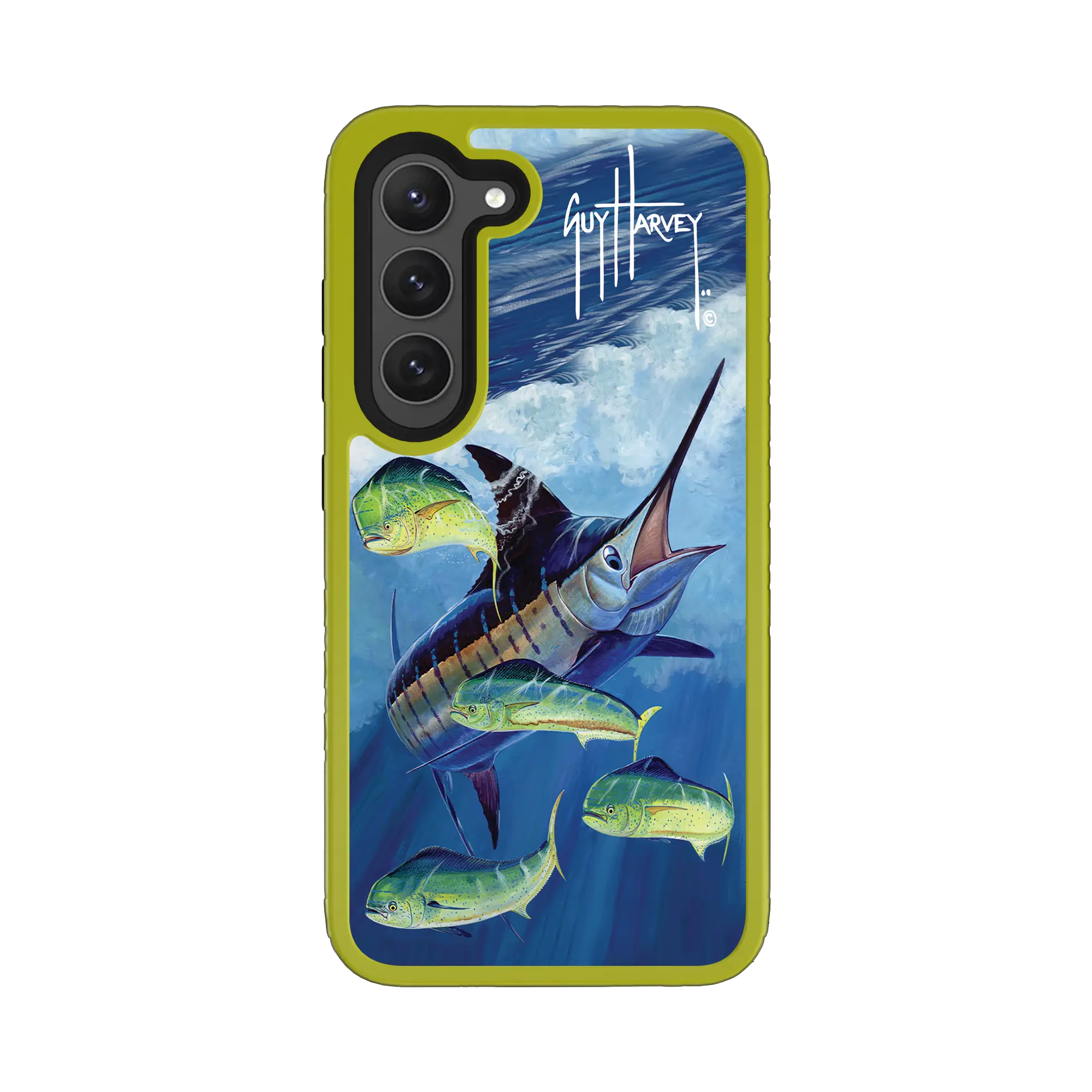 Guy Harvey Fortitude Series for Samsung Galaxy S23 - Four Play - Custom Case - ElectricLime - cellhelmet