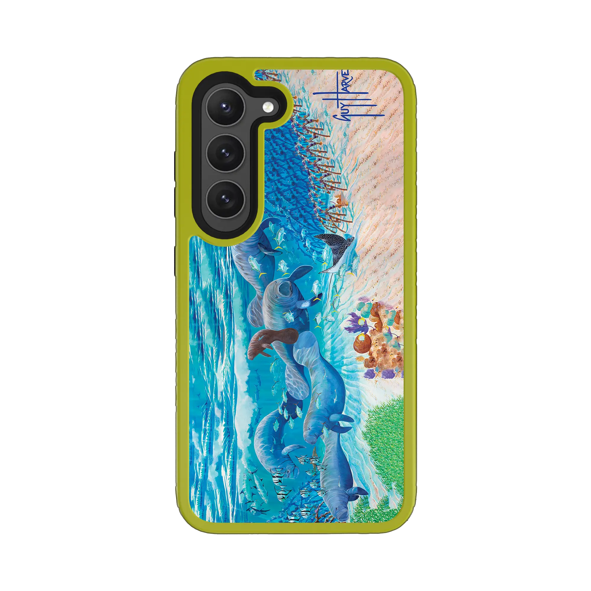 Guy Harvey Fortitude Series for Samsung Galaxy S23 - Manatee Pass - Custom Case - ElectricLime - cellhelmet