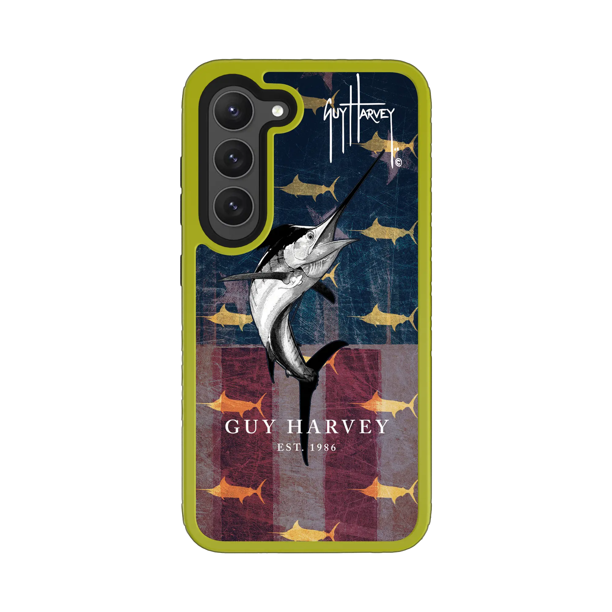 Guy Harvey Fortitude Series for Samsung Galaxy S23 Plus - American Marlin - Custom Case - ElectricLime - cellhelmet