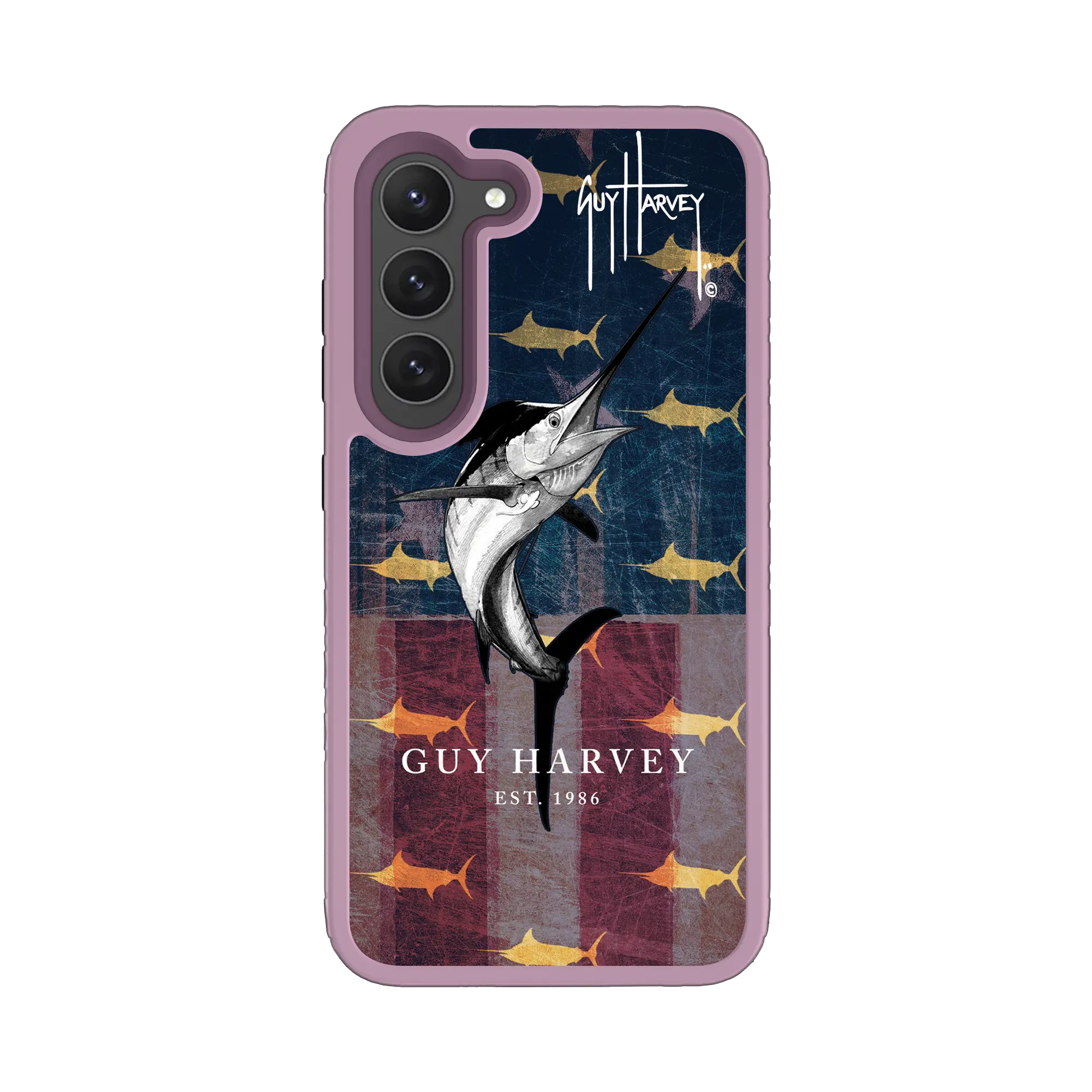 Guy Harvey Fortitude Series for Samsung Galaxy S23 Plus - American Marlin - Custom Case - LilacBlossomPurple - cellhelmet