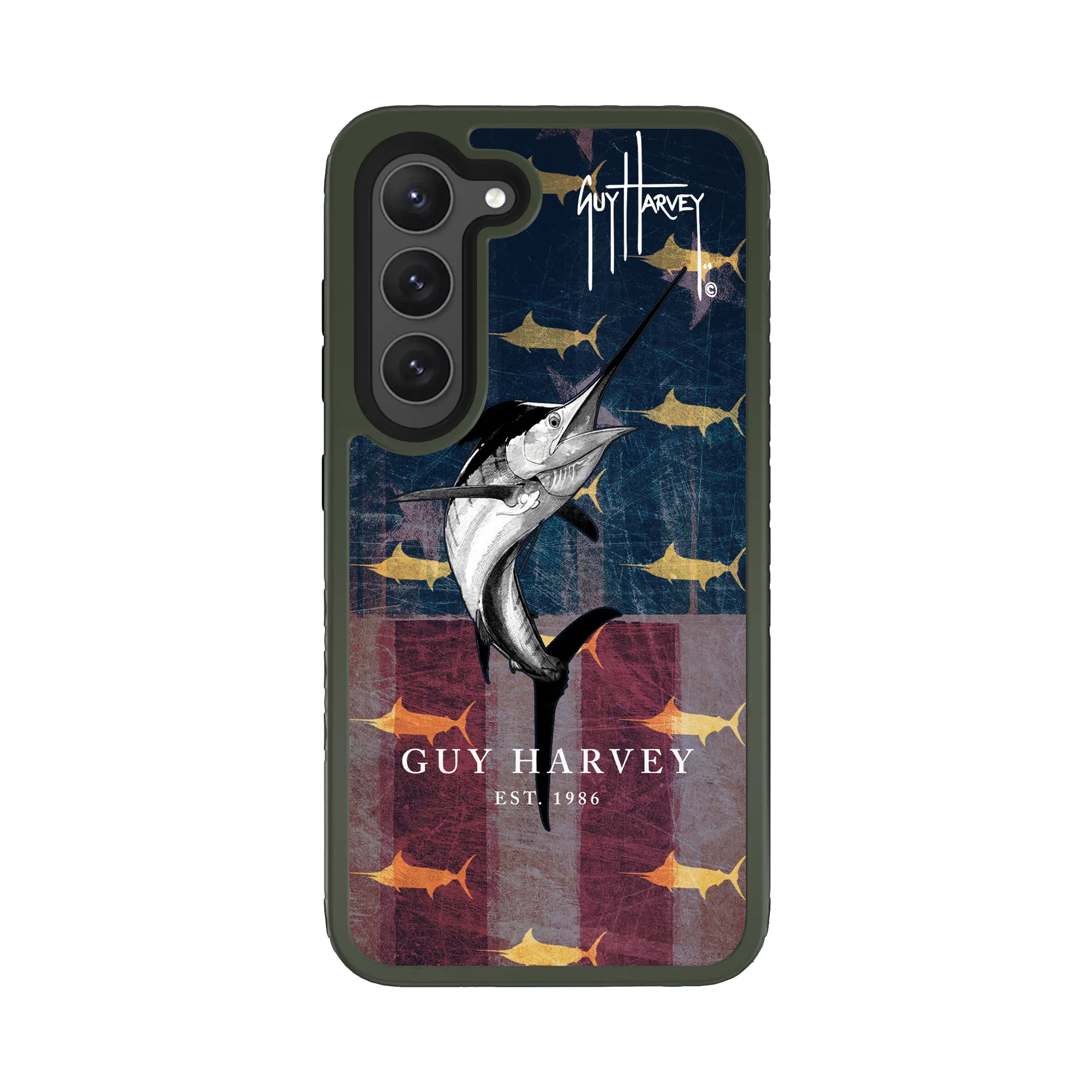 Guy Harvey Fortitude Series for Samsung Galaxy S23 Plus - American Marlin - Custom Case - OliveDrabGreen - cellhelmet