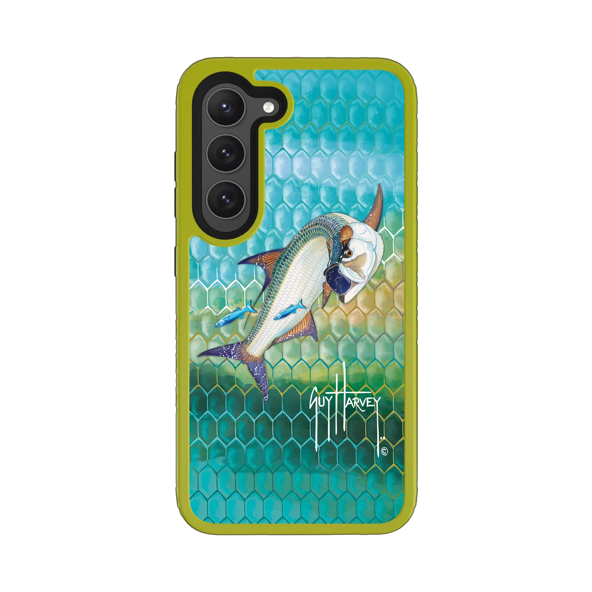 Guy Harvey Fortitude Series for Samsung Galaxy S23 Plus - Tarpon Skin - Custom Case - ElectricLime - cellhelmet