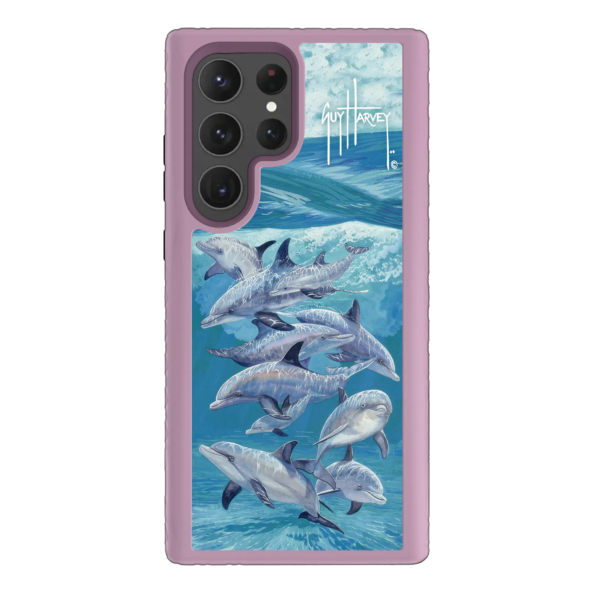 Guy Harvey Fortitude Series for Samsung Galaxy S23 Ultra - Bottlenose Dolphins - Custom Case - LilacBlossomPurple - cellhelmet
