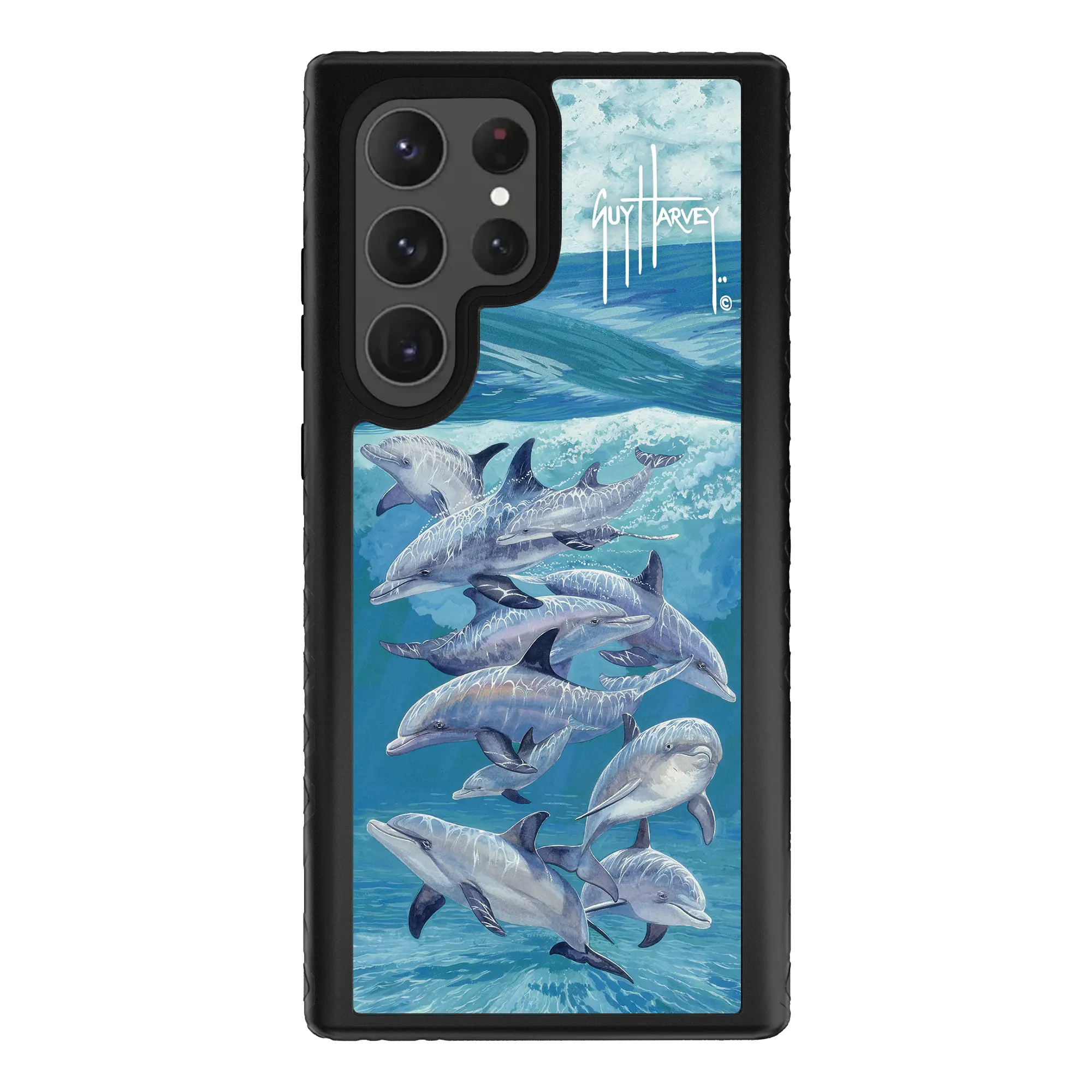 Guy Harvey Fortitude Series for Samsung Galaxy S23 Ultra - Bottlenose Dolphins - Custom Case - OnyxBlack - cellhelmet