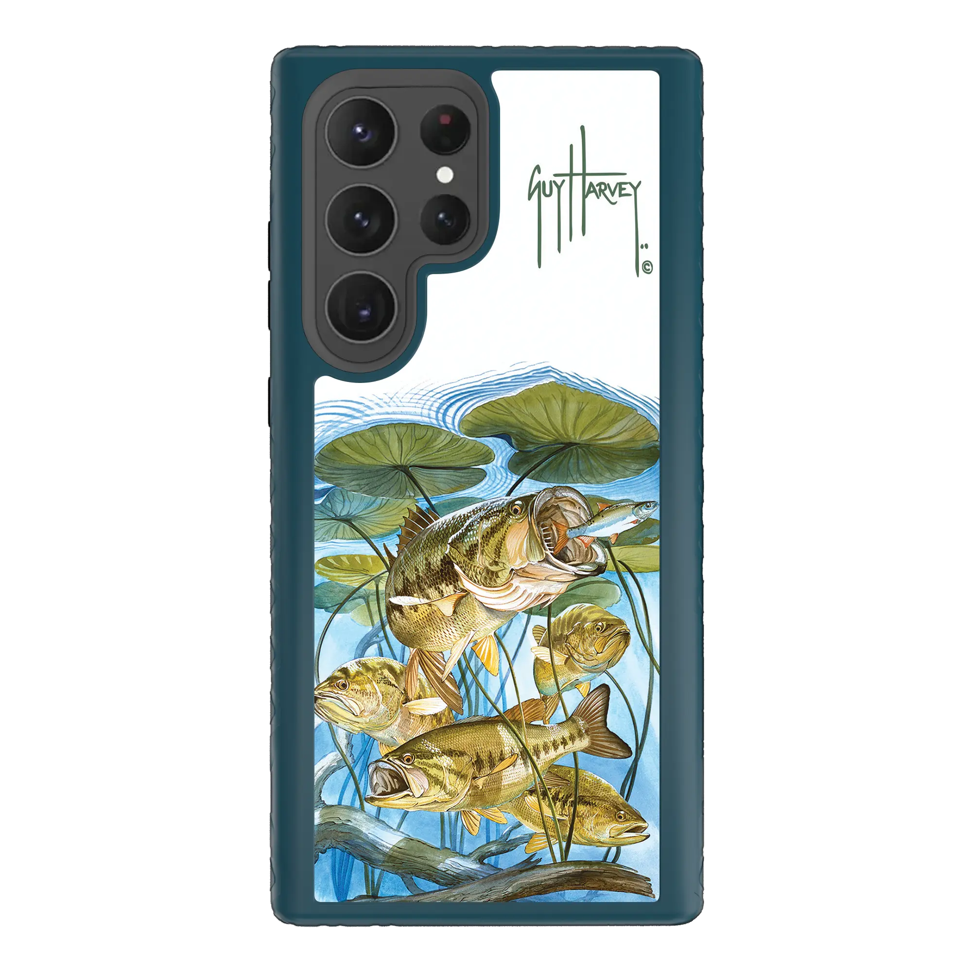 Guy Harvey Fortitude Series for Samsung Galaxy S23 Ultra - Five Largemouth Under Lilypads - Custom Case - DeepSeaBlue - cellhelmet