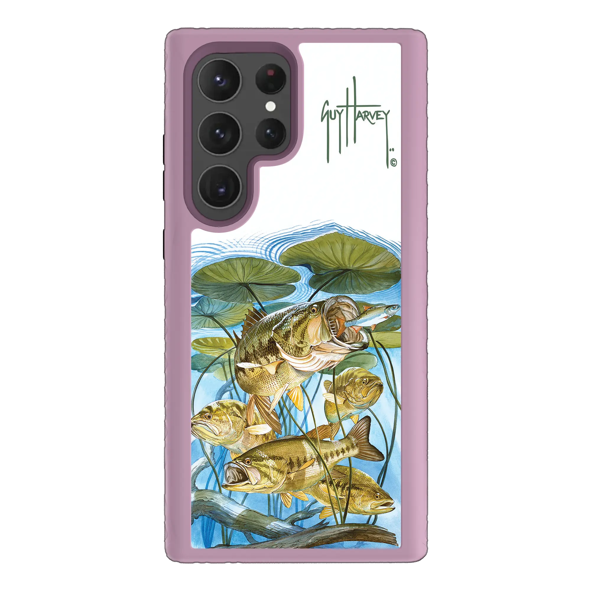 Guy Harvey Fortitude Series for Samsung Galaxy S23 Ultra - Five Largemouth Under Lilypads - Custom Case - LilacBlossomPurple - cellhelmet