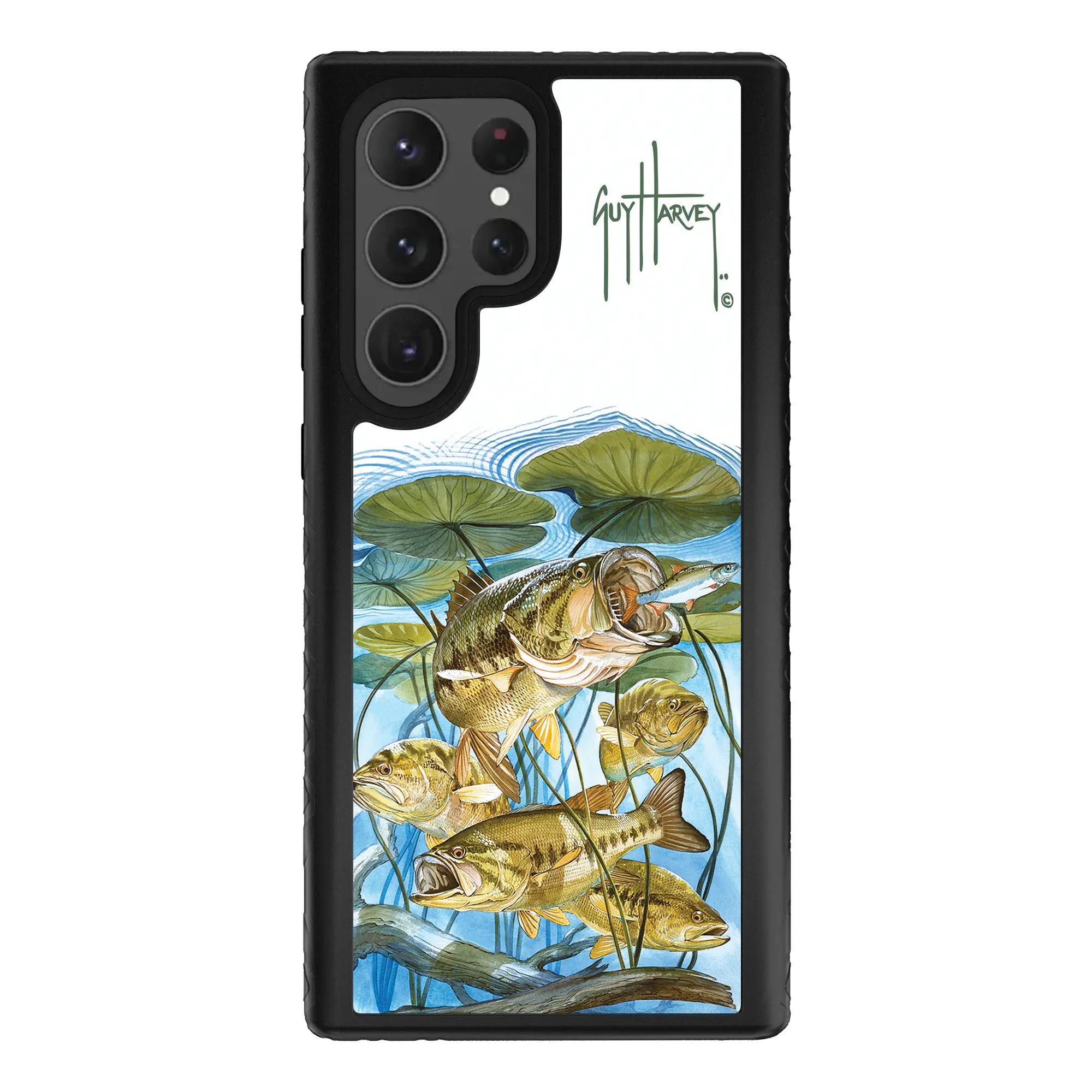 Guy Harvey Fortitude Series for Samsung Galaxy S23 Ultra - Five Largemouth Under Lilypads - Custom Case - OnyxBlack - cellhelmet