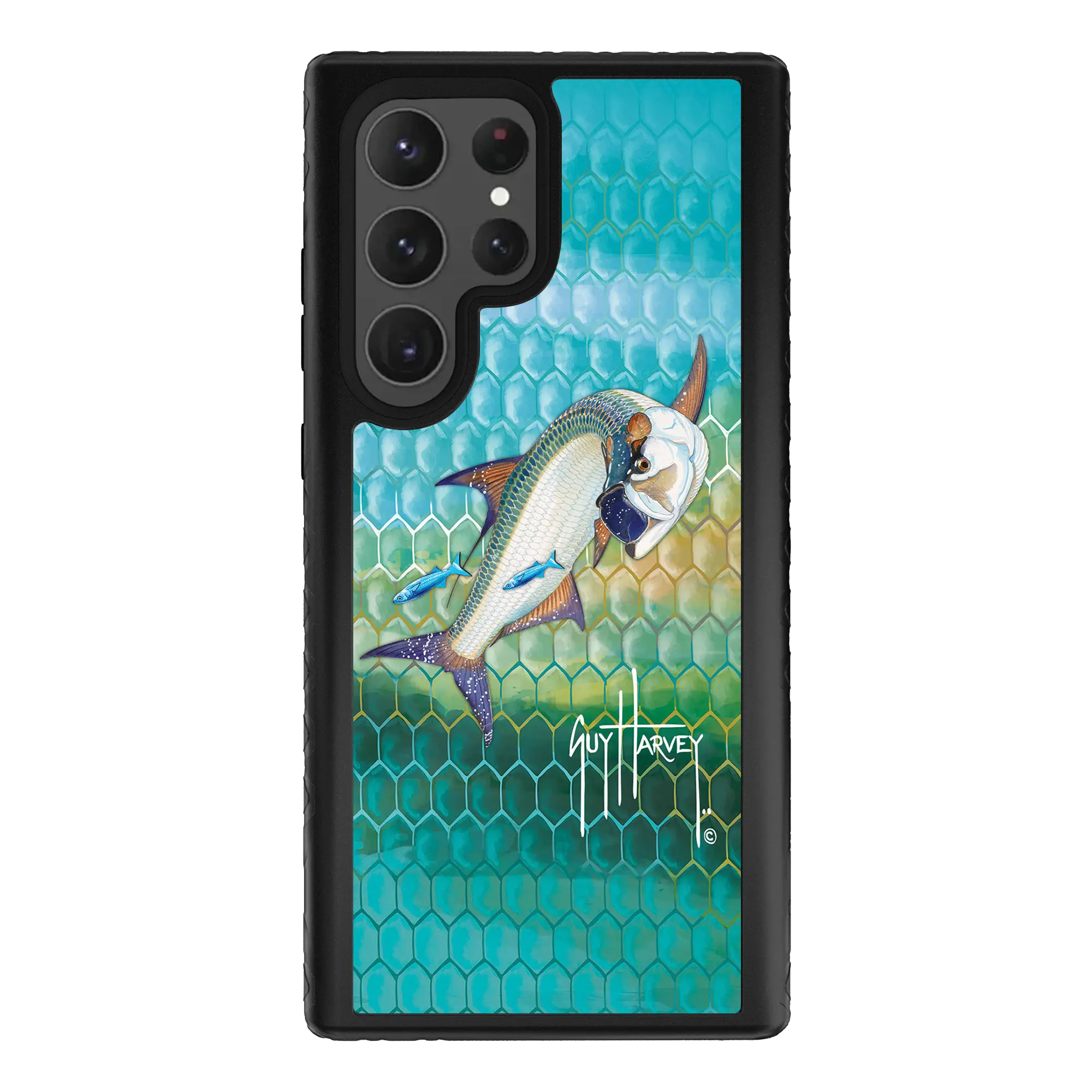 Guy Harvey Fortitude Series for Samsung Galaxy S23 Ultra - Tarpon Skin - Custom Case - OnyxBlack - cellhelmet