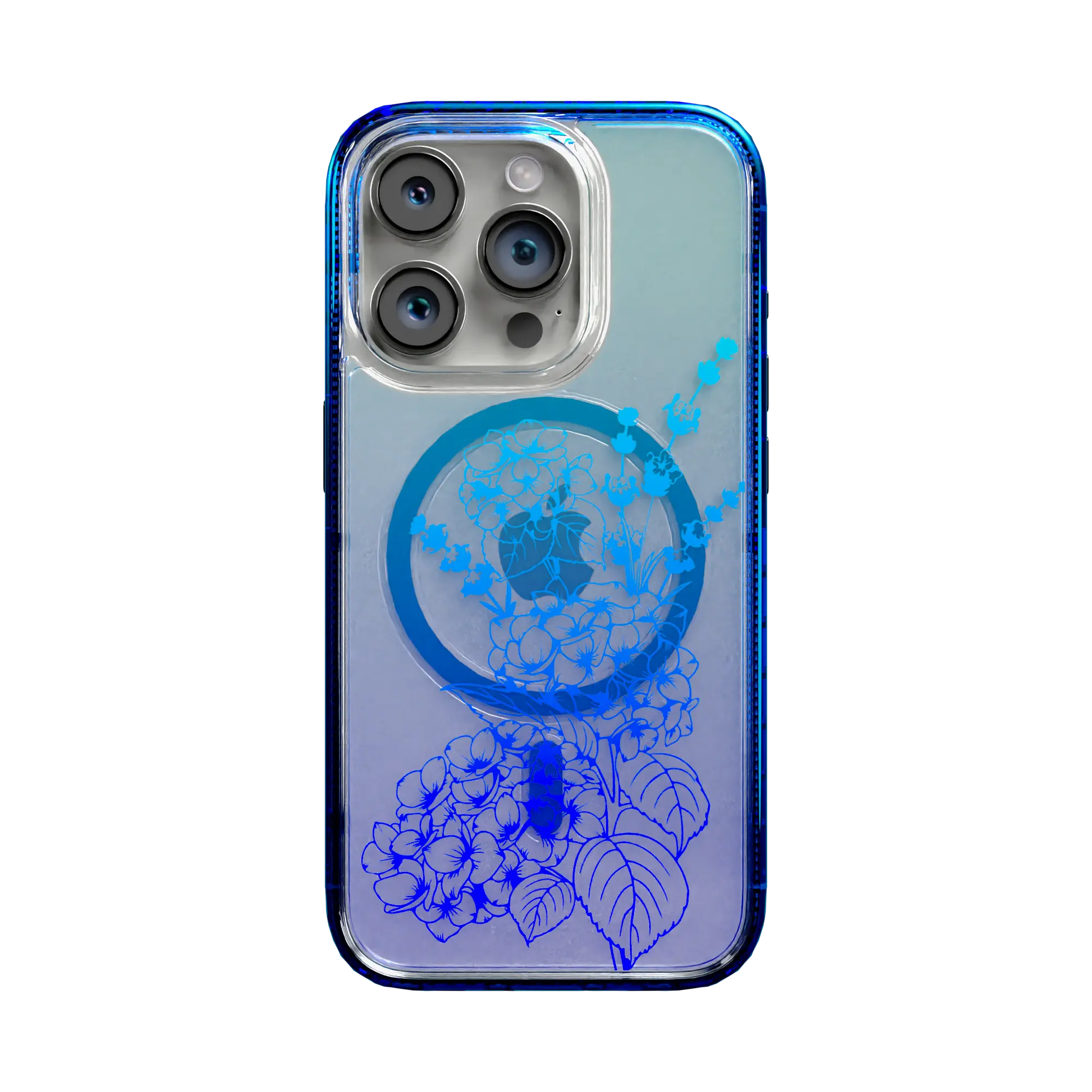 Apple-iPhone-15-Pro-Bermuda-Blue Indigo Infusion | Protective MagSafe Case | Ombre Bouquet Collection for Apple iPhone 15 Series cellhelmet cellhelmet
