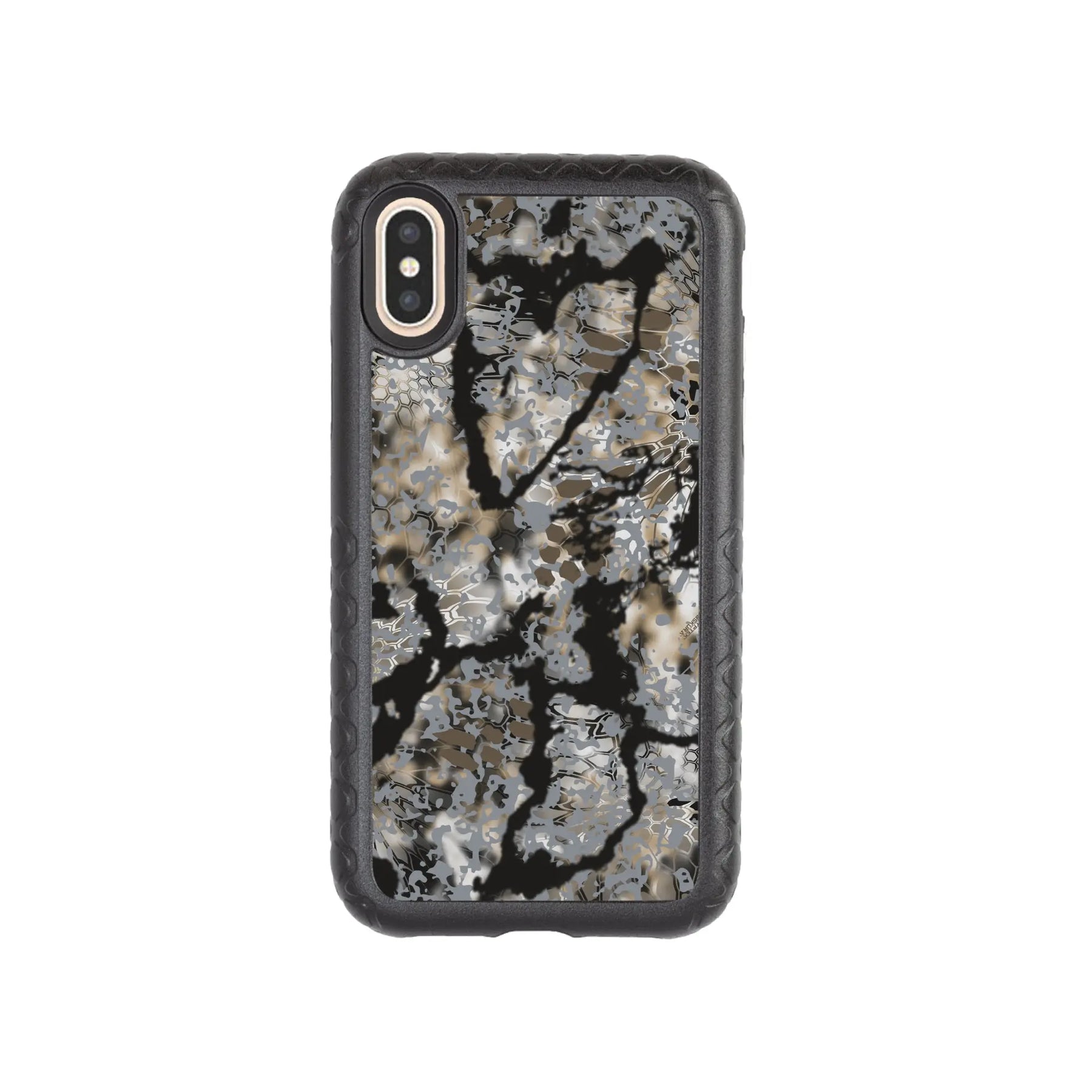 Kryptek Fortitude for Apple iPhone XS / X - Custom Case - OnyxBlackOBSKURASKYFALL - cellhelmet