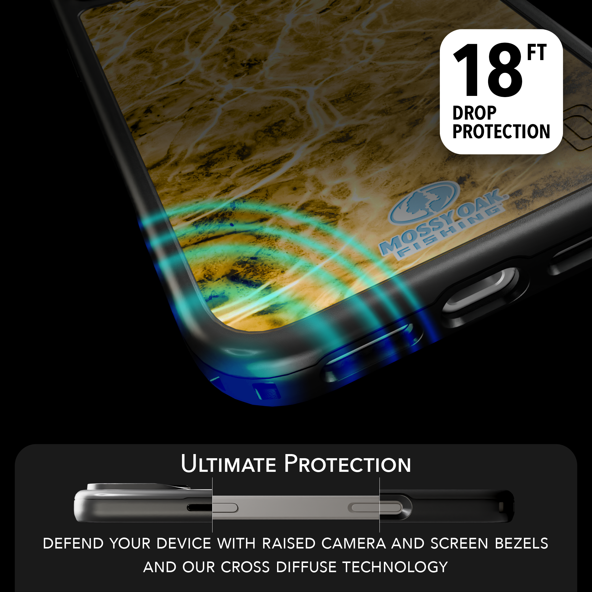 Mossy Oak Collection - Agua Yellowfin for Apple iPhone 17 Pro Max - Black Agua Yellowfin / iPhone 17 Pro Max / Black