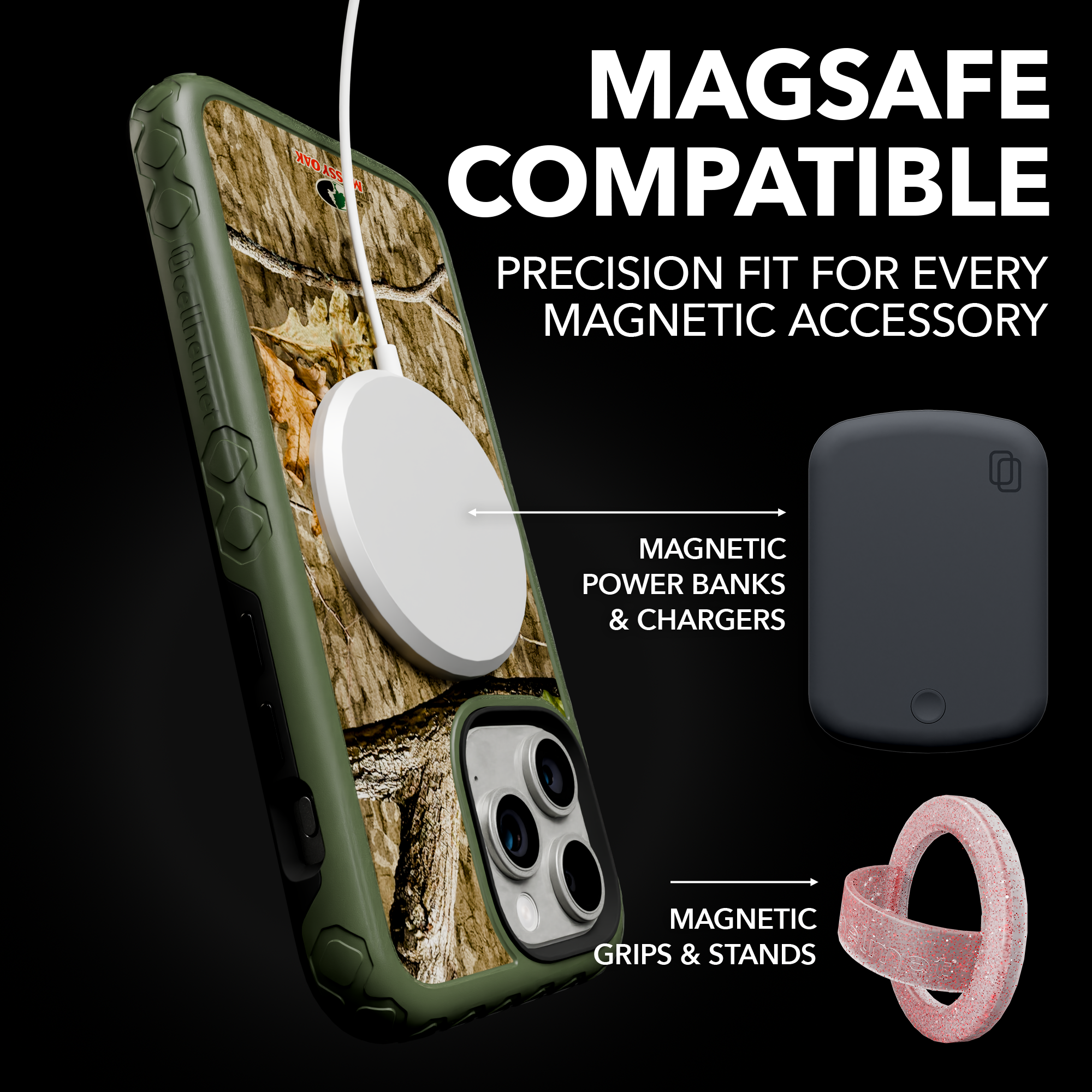 Shock-Absorbent MagSafe® Case for Apple iPhone 14 Pro | Mossy Oak Country Roots Camo