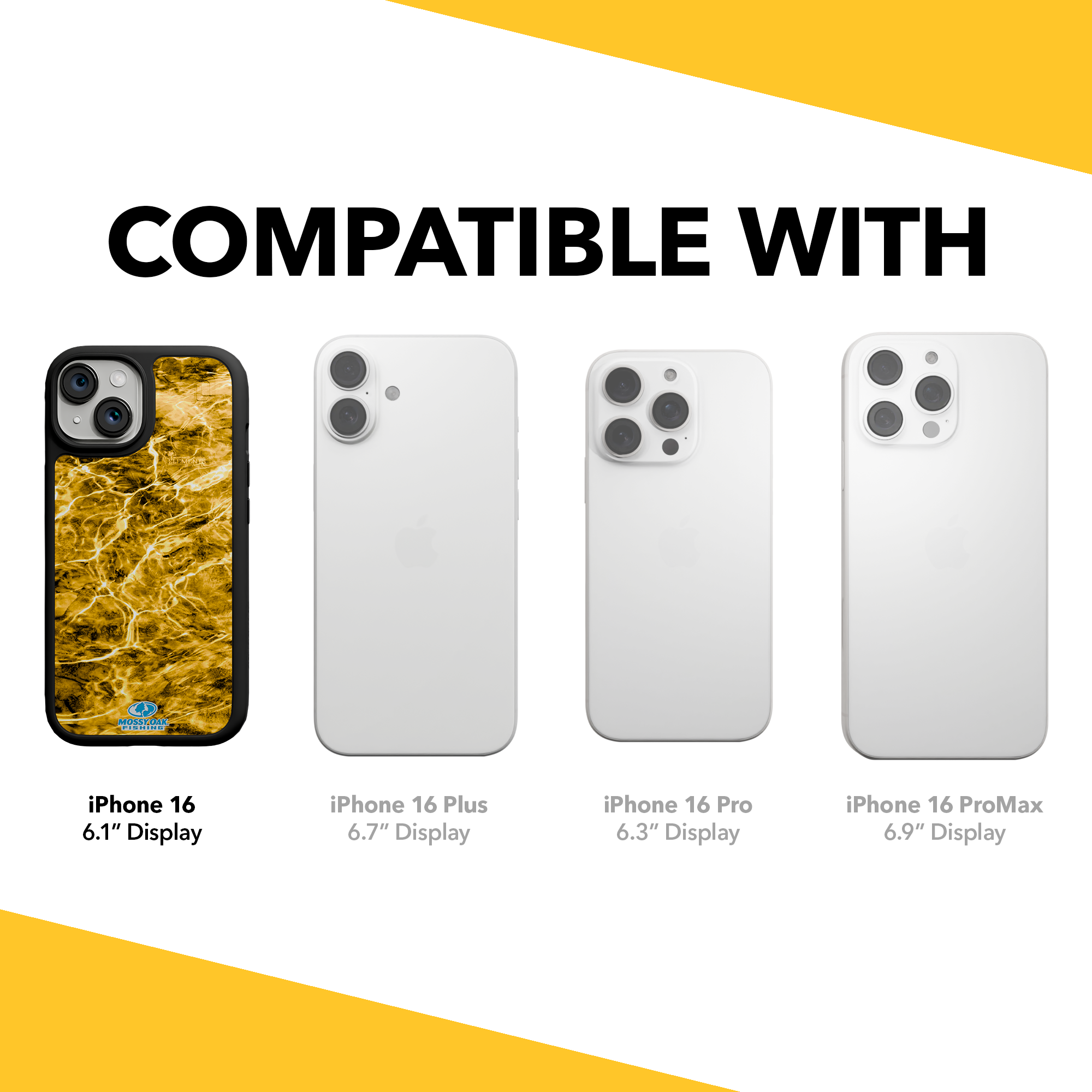 Shock-Absorbent MagSafe® Case for Apple iPhone 15 | Mossy Oak Agua Yellowfin Camo Onyx Black