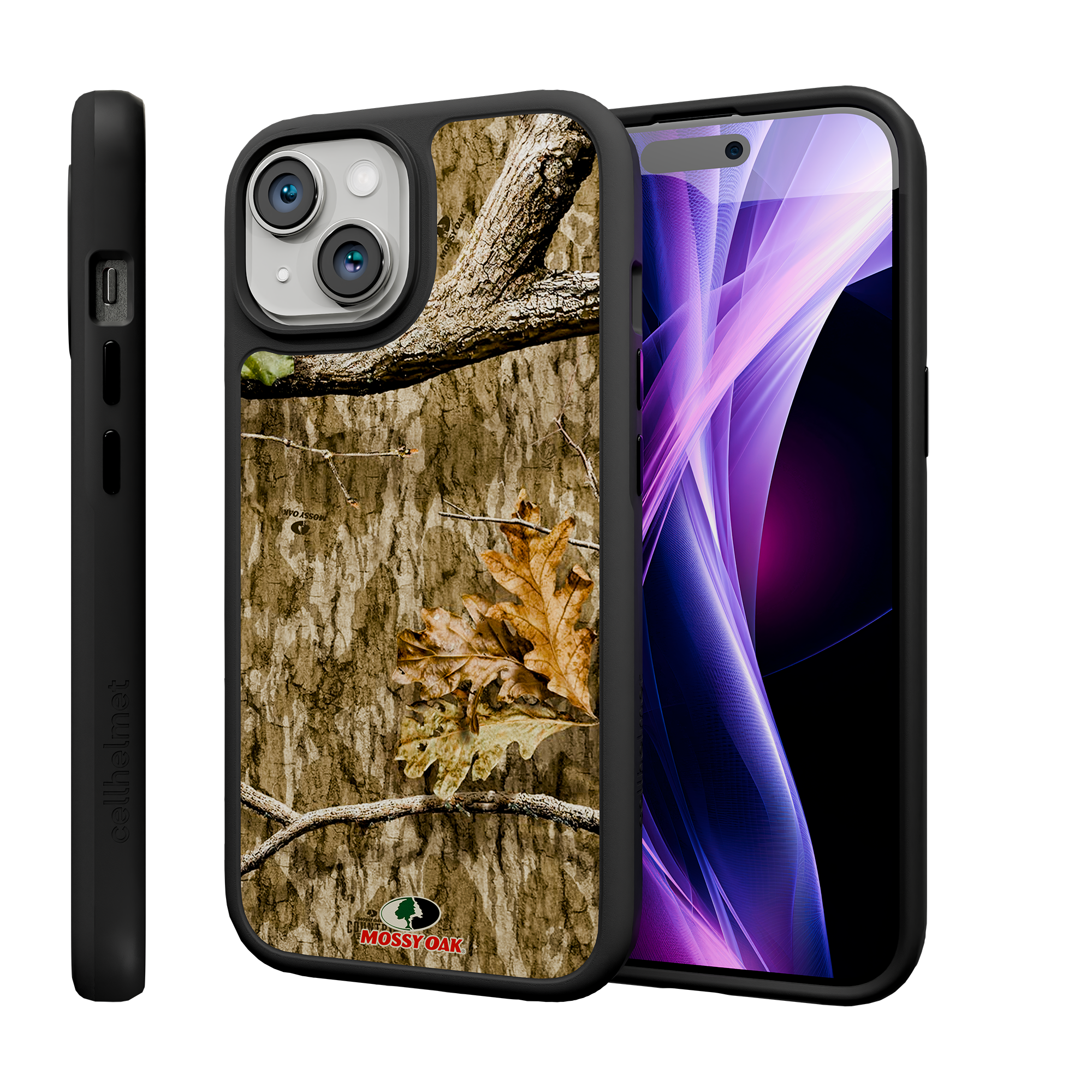 Shock-Absorbent MagSafe® Case for Apple iPhone 15 | Mossy Oak Country Roots Camo Onyx Black