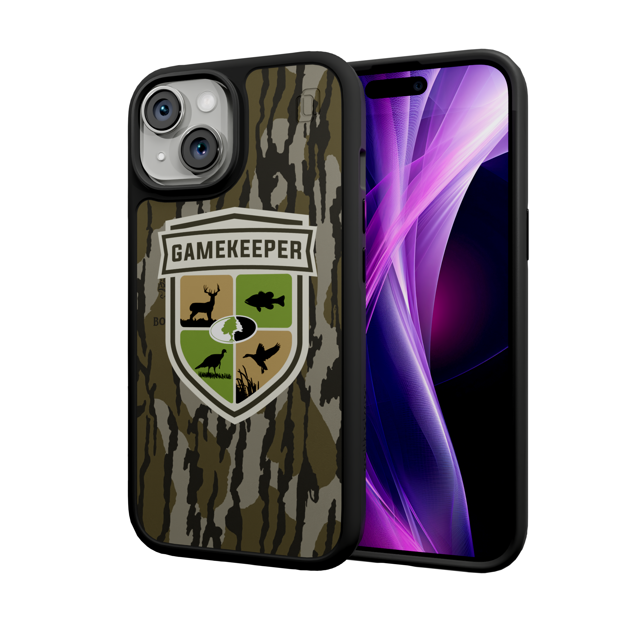 Mossy Oak Fortitude Series for Apple iPhone 15 - Gamekeeper Onyx Black