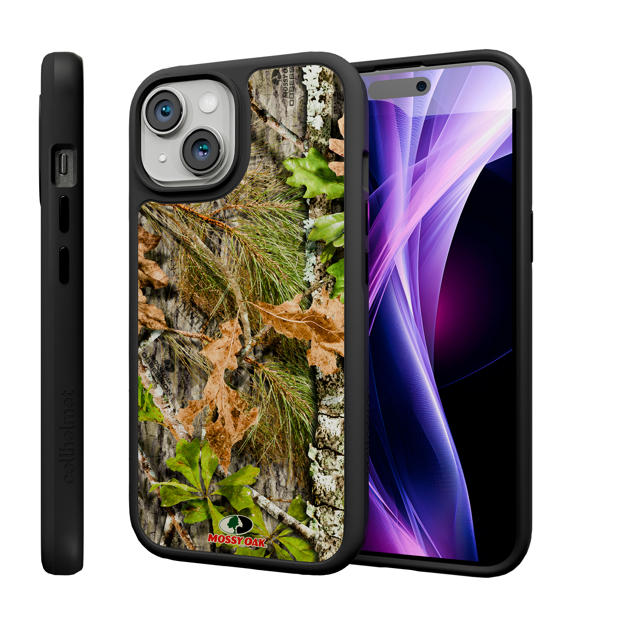 Shock-Absorbent MagSafe® Case for Apple iPhone 15 | Mossy Oak Obsession Camo Onyx Black