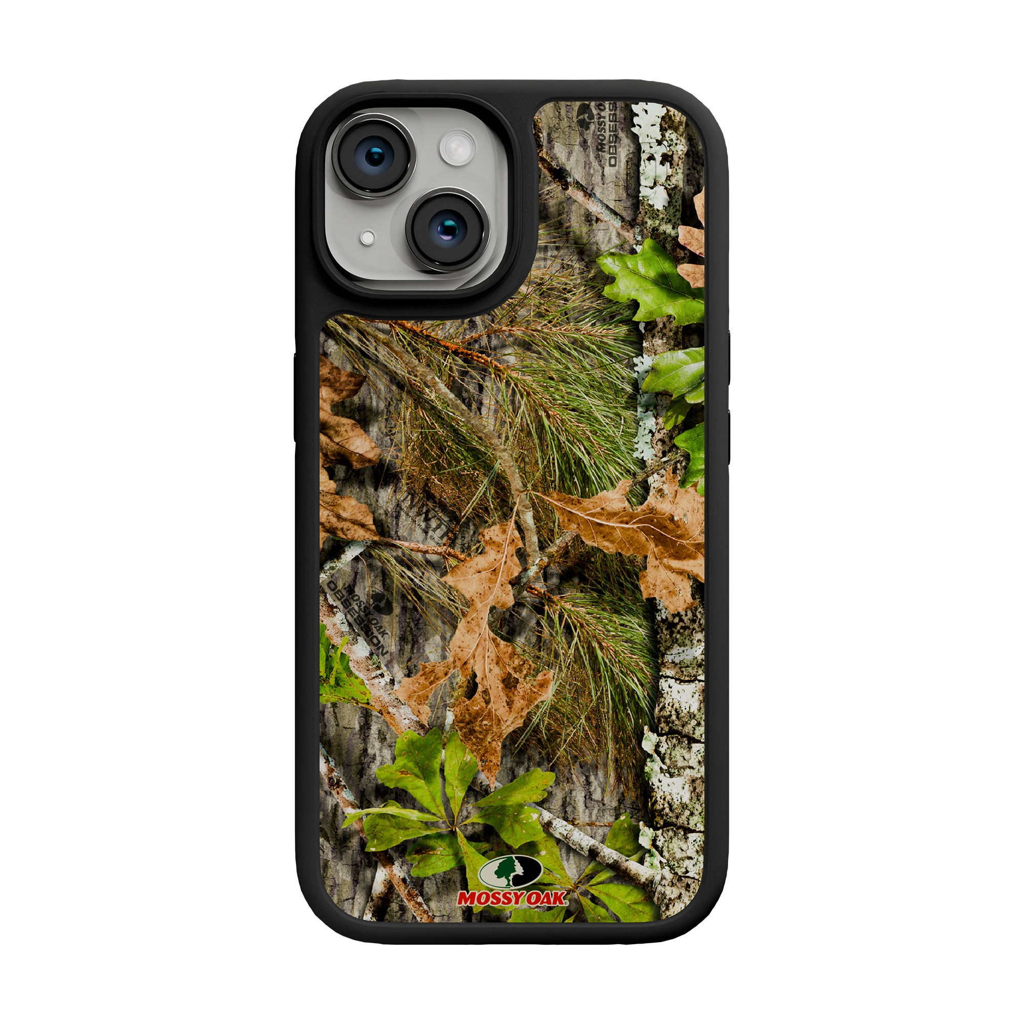 Shock-Absorbent MagSafe® Case for Apple iPhone 15 | Mossy Oak Obsession Camo Onyx Black
