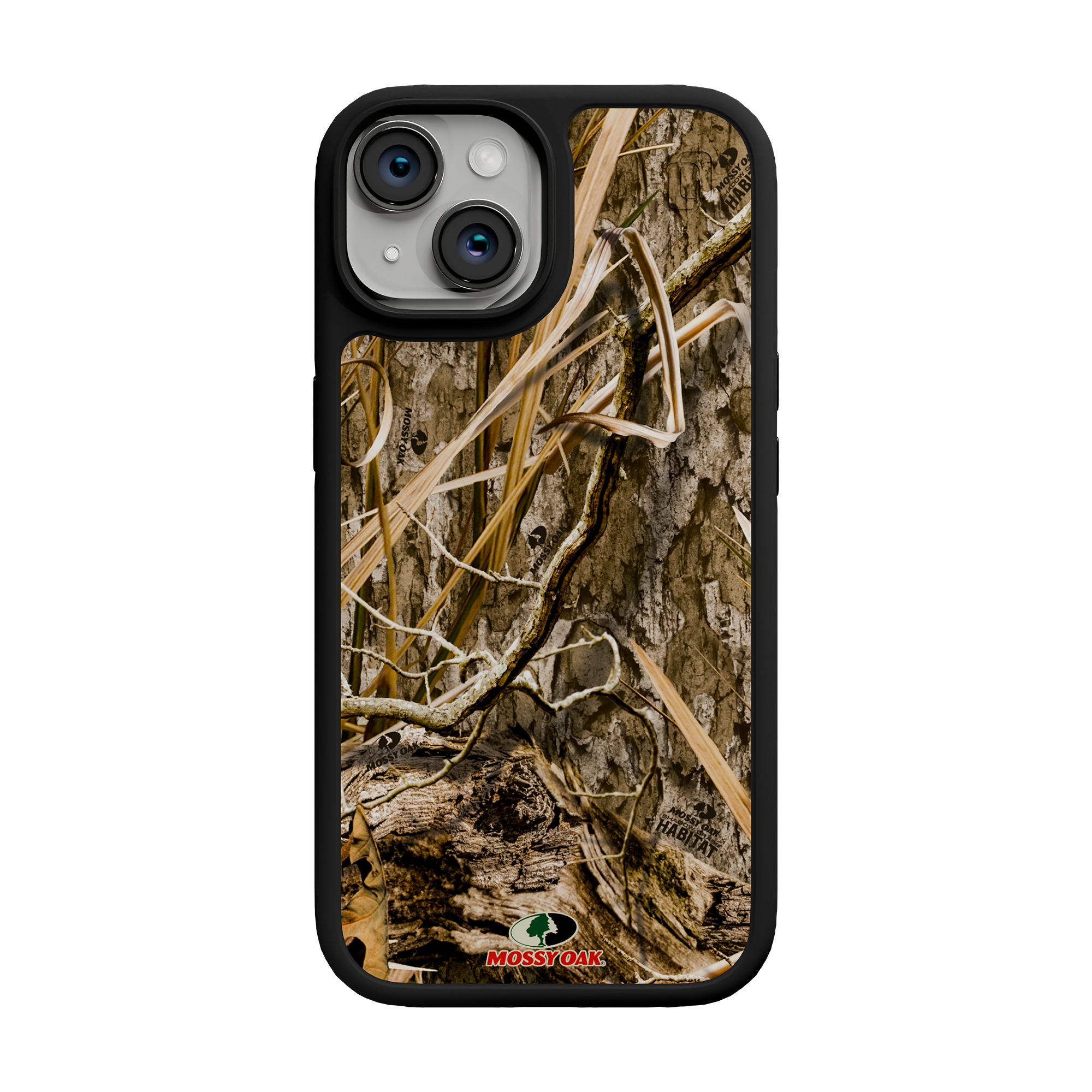 Shock-Absorbent MagSafe® Case for Apple iPhone 15 | Mossy Oak Shadow Grass Camo Onyx Black