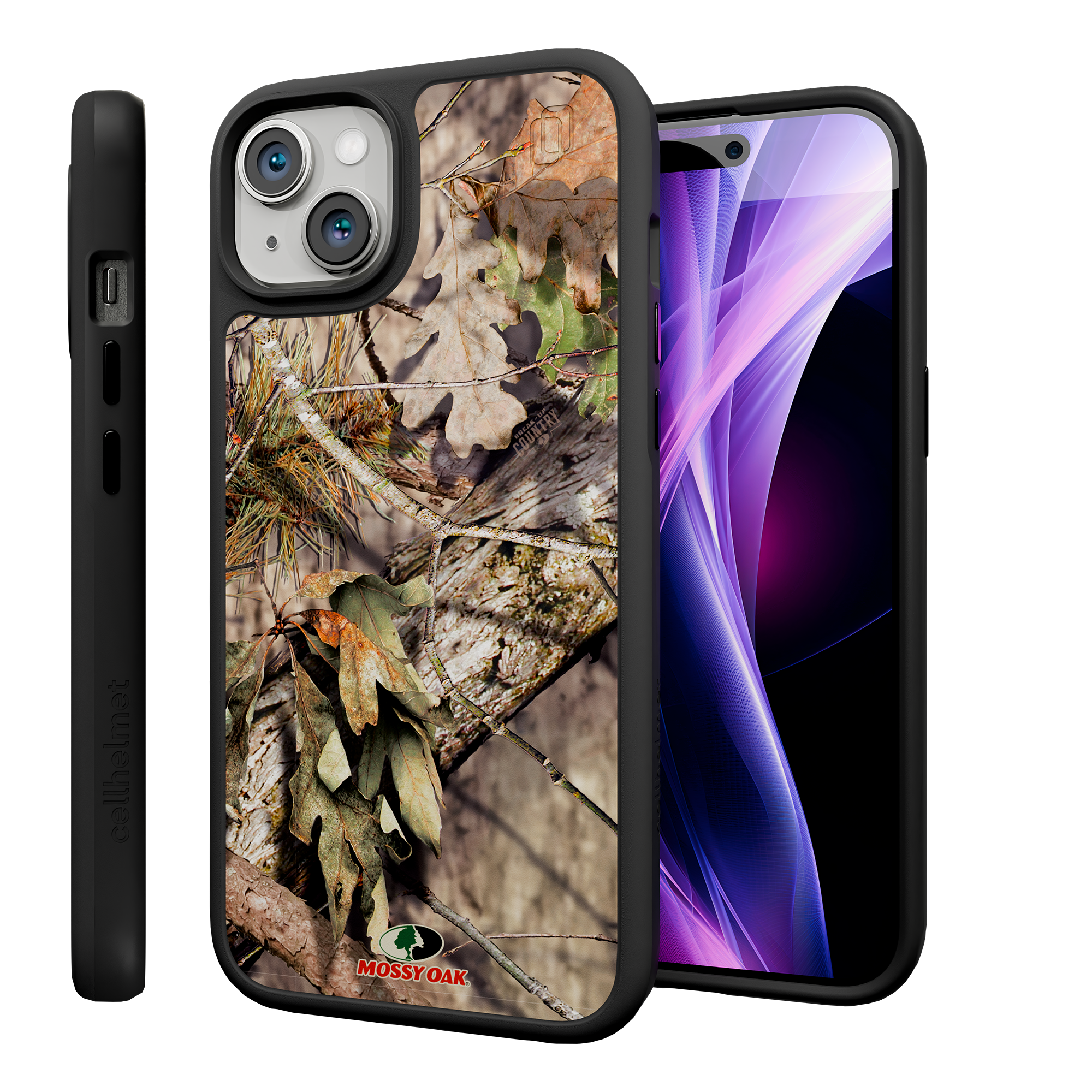 Shock-Absorbent MagSafe® Case for Apple iPhone 15 Plus | Mossy Oak Breakup Country Camo Onyx Black