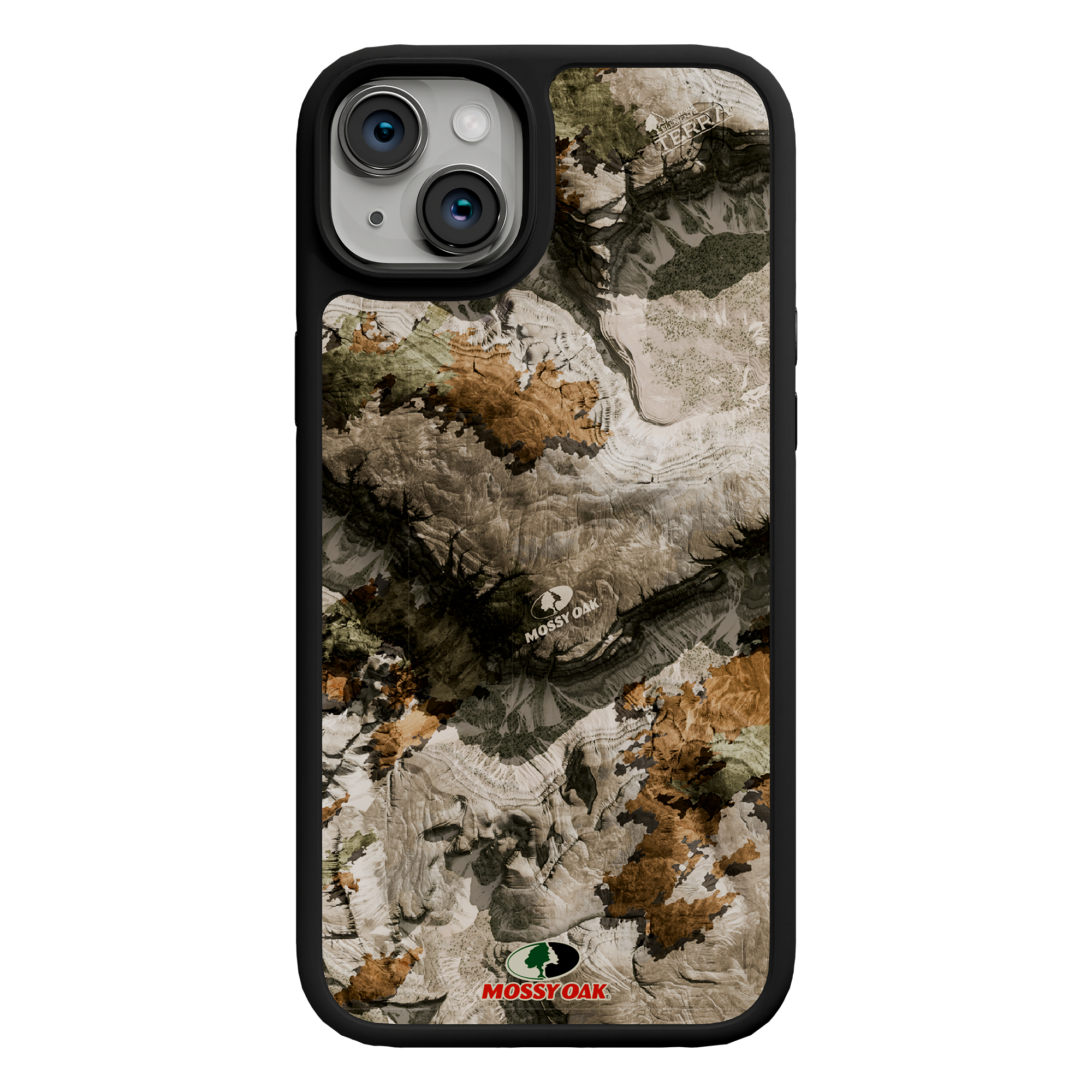 Shock-Absorbent MagSafe® Case for Apple iPhone 15 Plus | Mossy Oak Terra Gila Camo Onyx Black