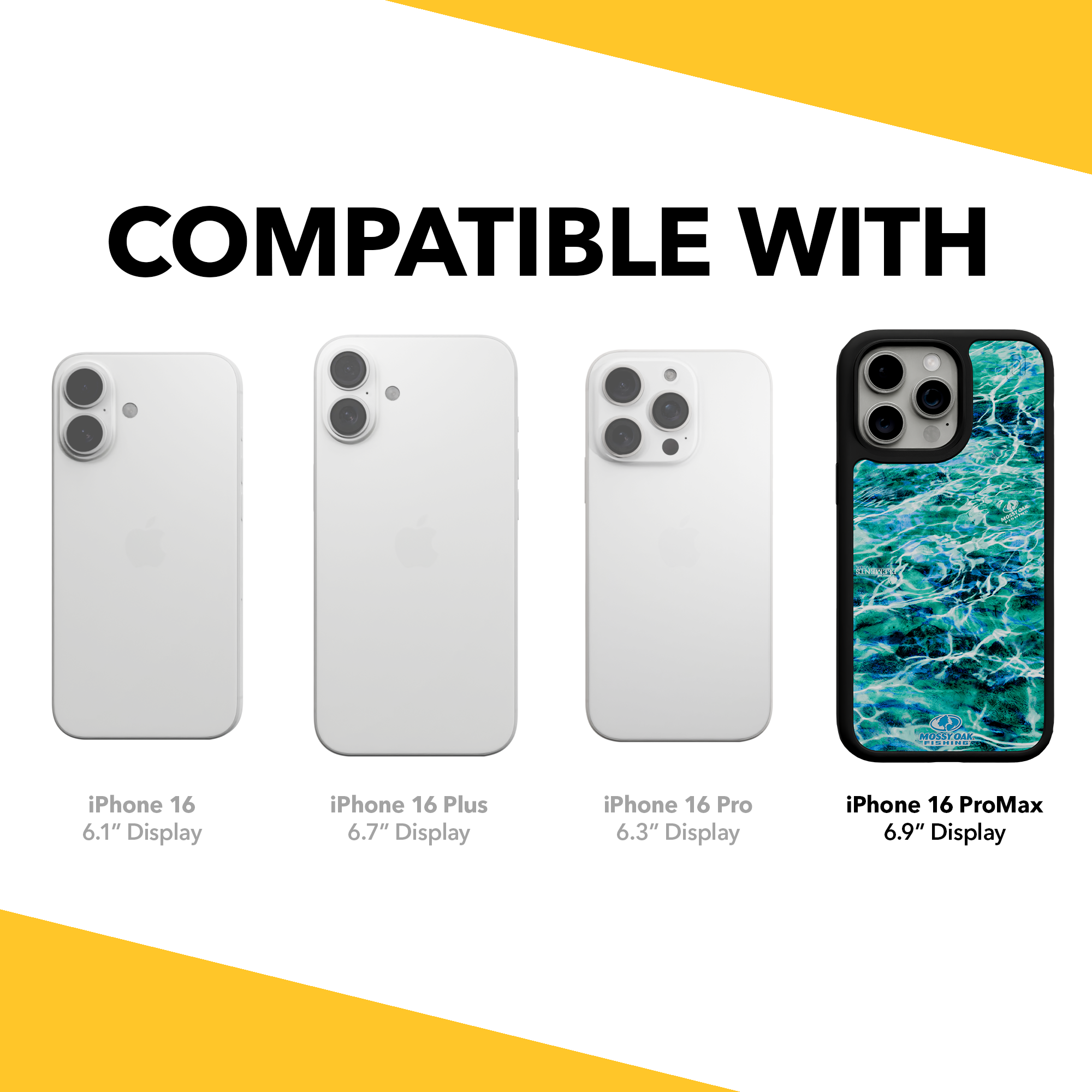 Shock-Absorbent MagSafe® Case for Apple iPhone 15 Pro Max | Mossy Oak Agua Seafoam Blue Camo Onyx Black