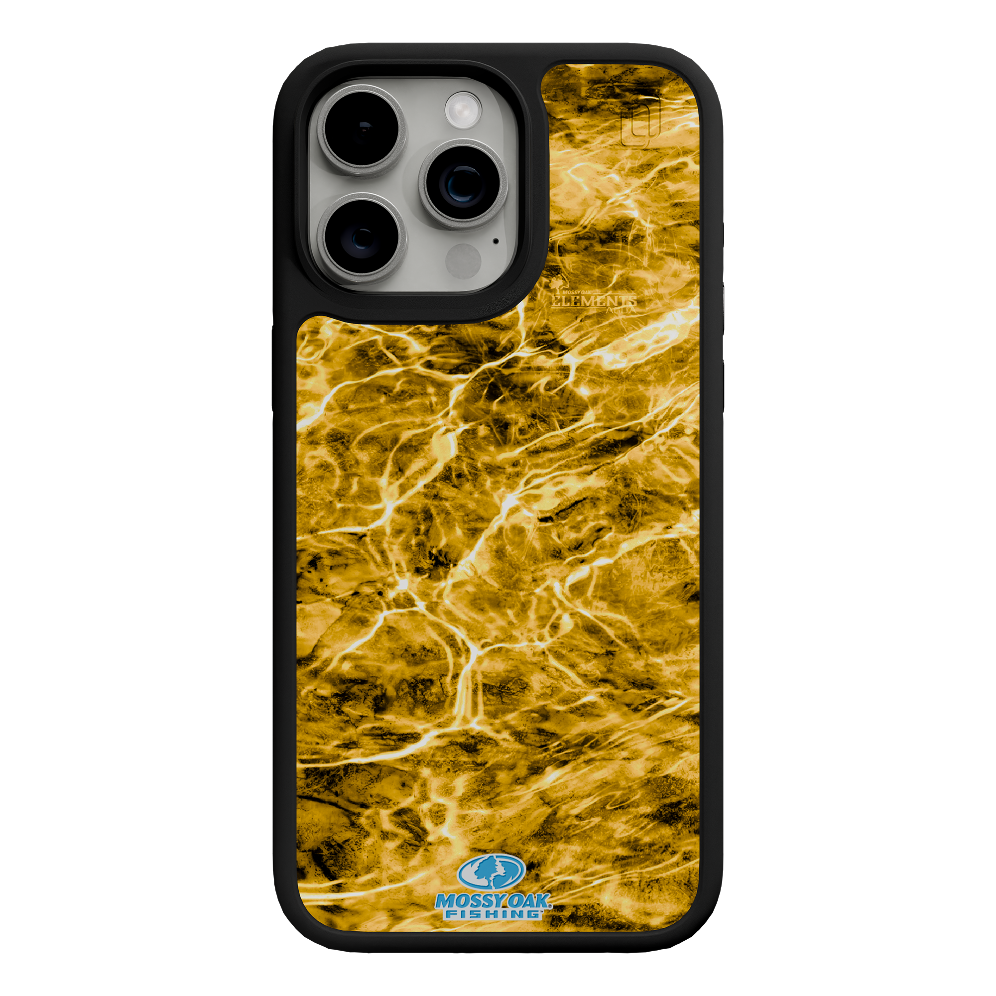 Shock-Absorbent MagSafe® Case for Apple iPhone 15 Pro Max | Mossy Oak Agua Yellowfin Camo Onyx Black