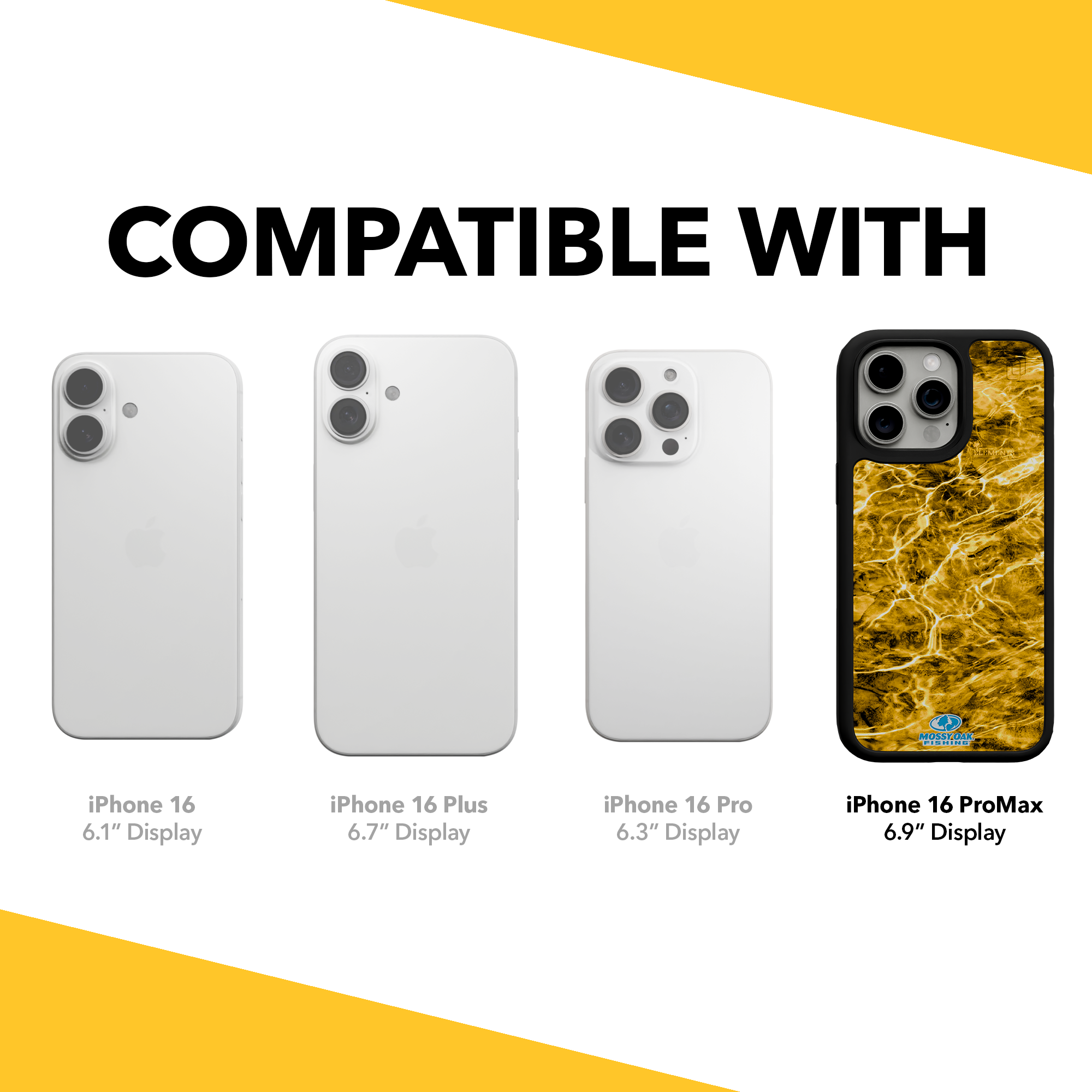 Shock-Absorbent MagSafe® Case for Apple iPhone 15 Pro Max | Mossy Oak Agua Yellowfin Camo Onyx Black