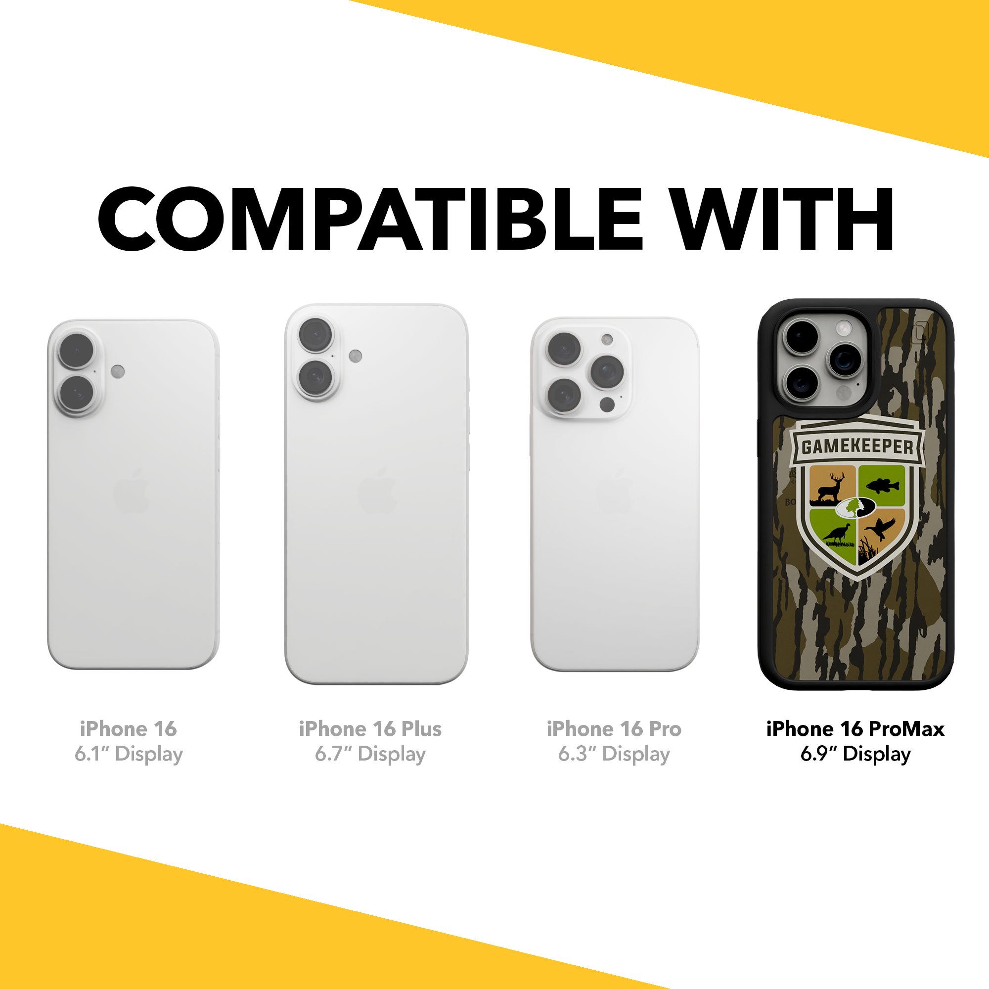 Shock-Absorbent MagSafe® Case for Apple iPhone 15 Pro Max | Mossy Oak Gamekeeper Bottomland Camo Onyx Black