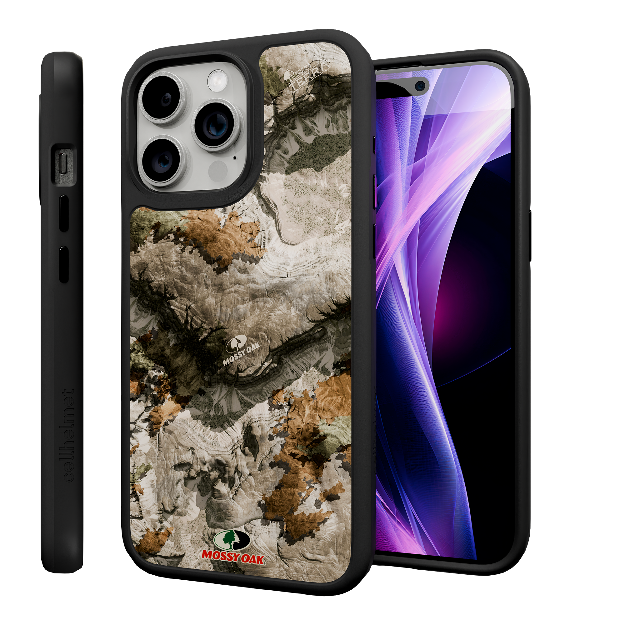 Shock-Absorbent MagSafe® Case for Apple iPhone 15 Pro Max | Mossy Oak Terra Gila Camo Onyx Black