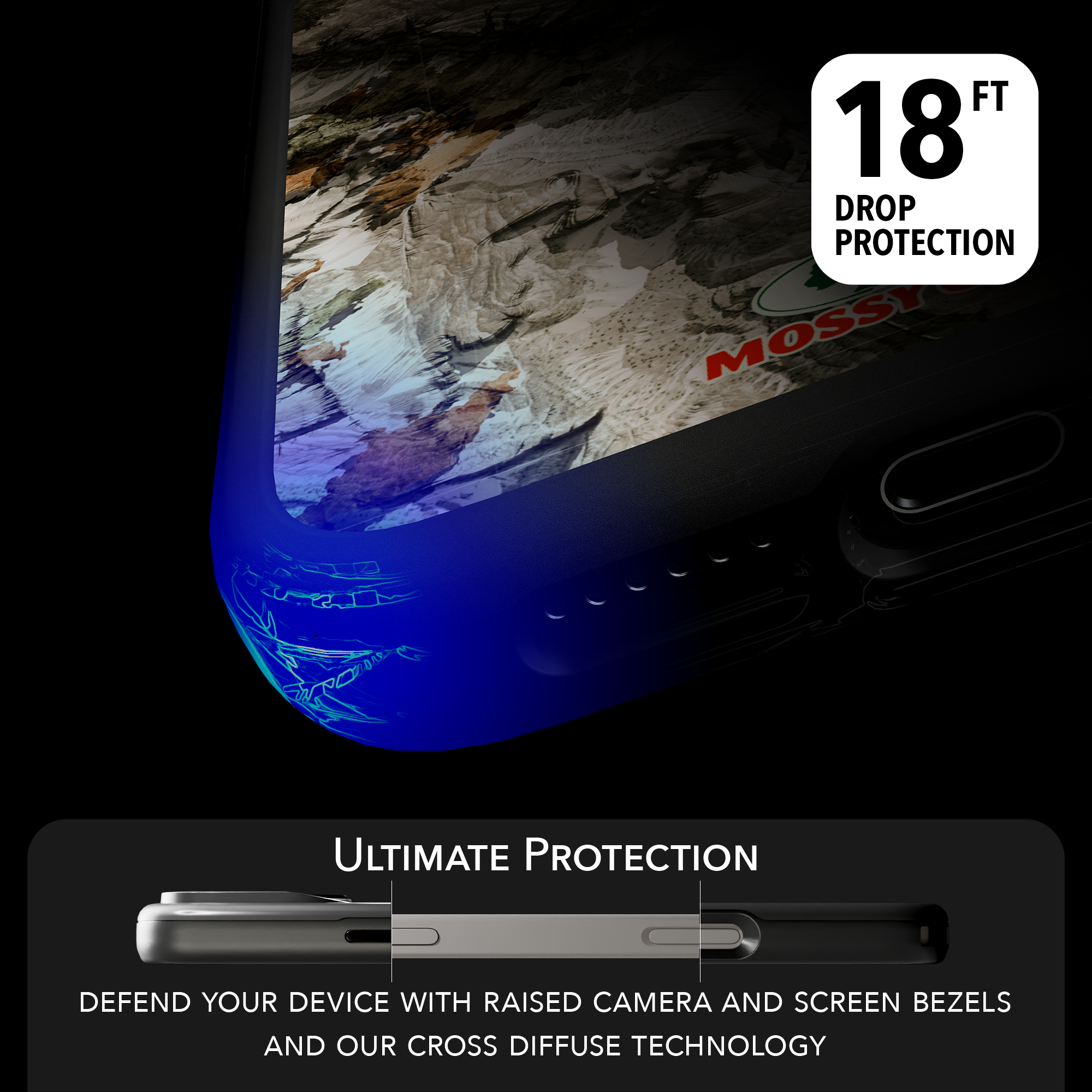 Shock-Absorbent MagSafe® Case for Apple iPhone 15 Pro Max | Mossy Oak Terra Gila Camo Onyx Black